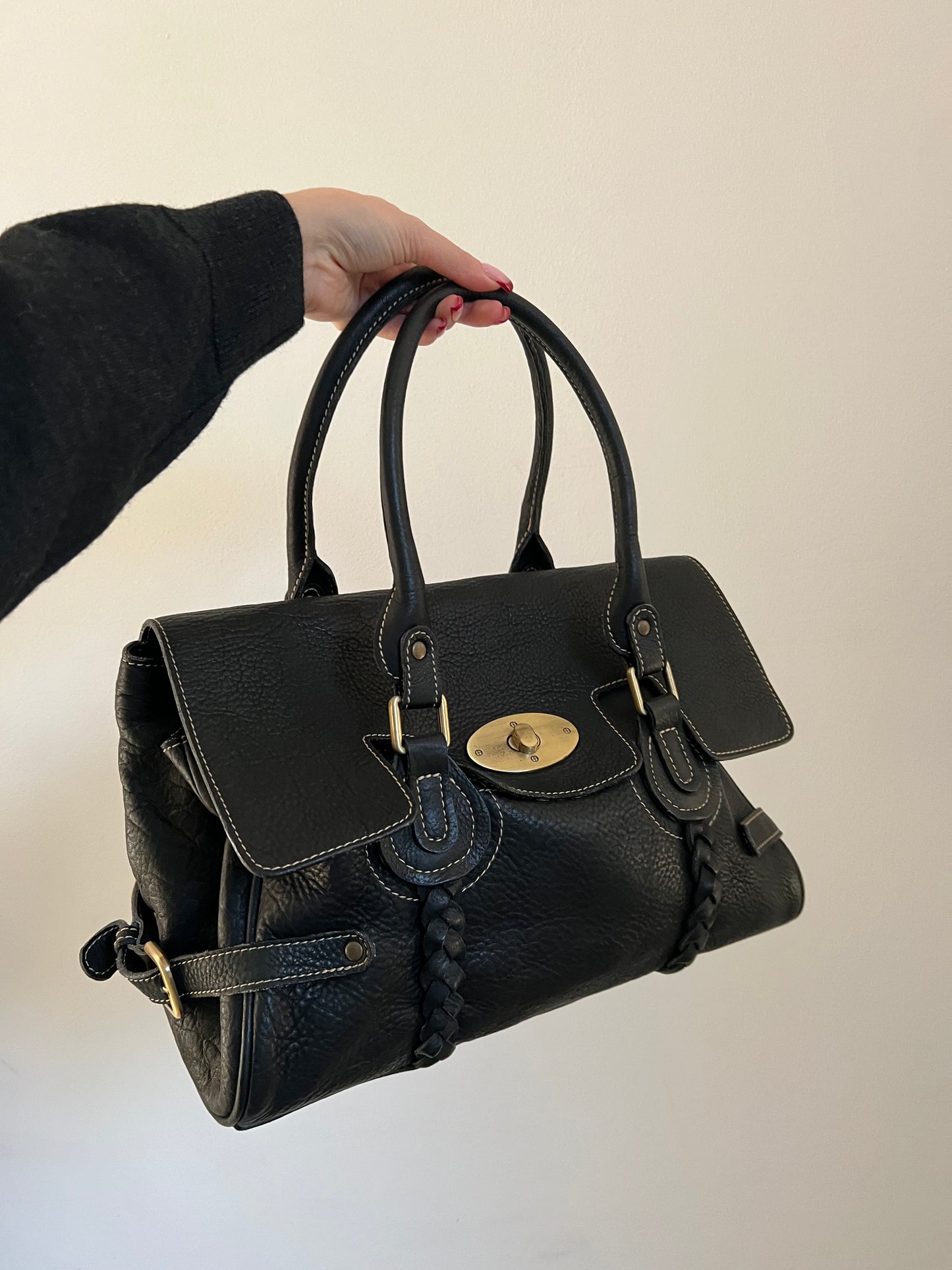 Black genuine leather bag