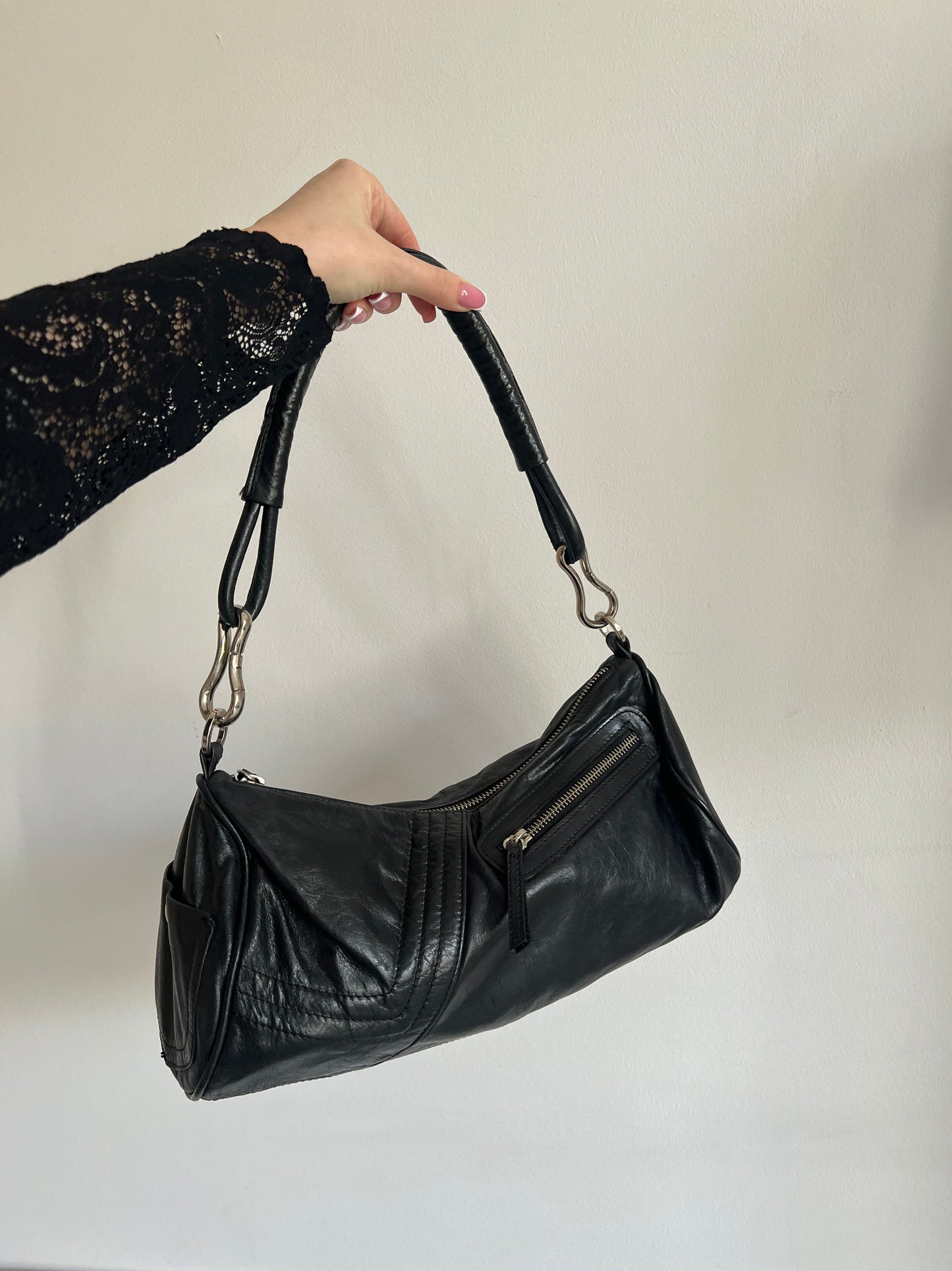 Black genuine leather bag