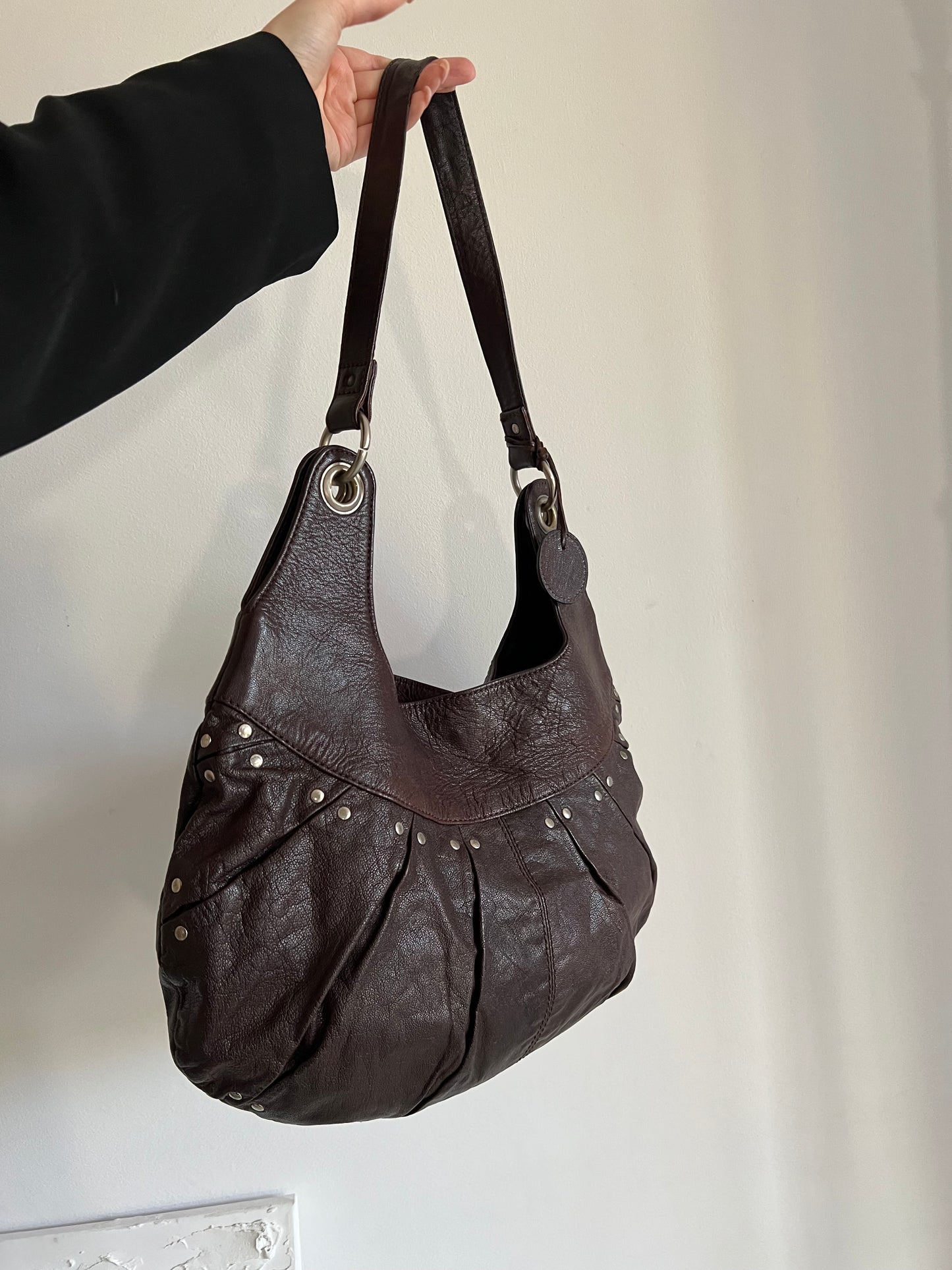 Brown bag made of genuine leather