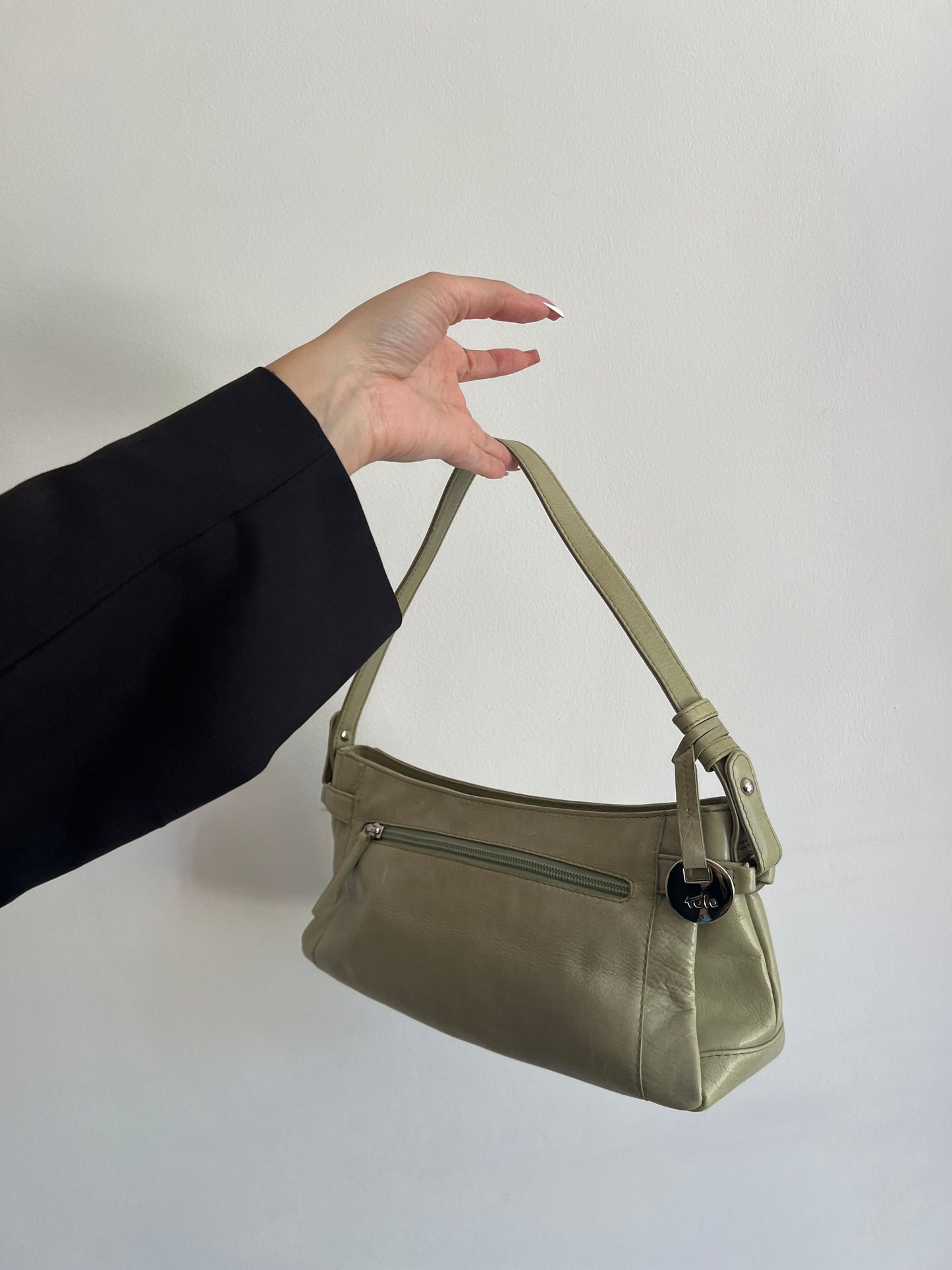 Pistachio bag made of genuine leather