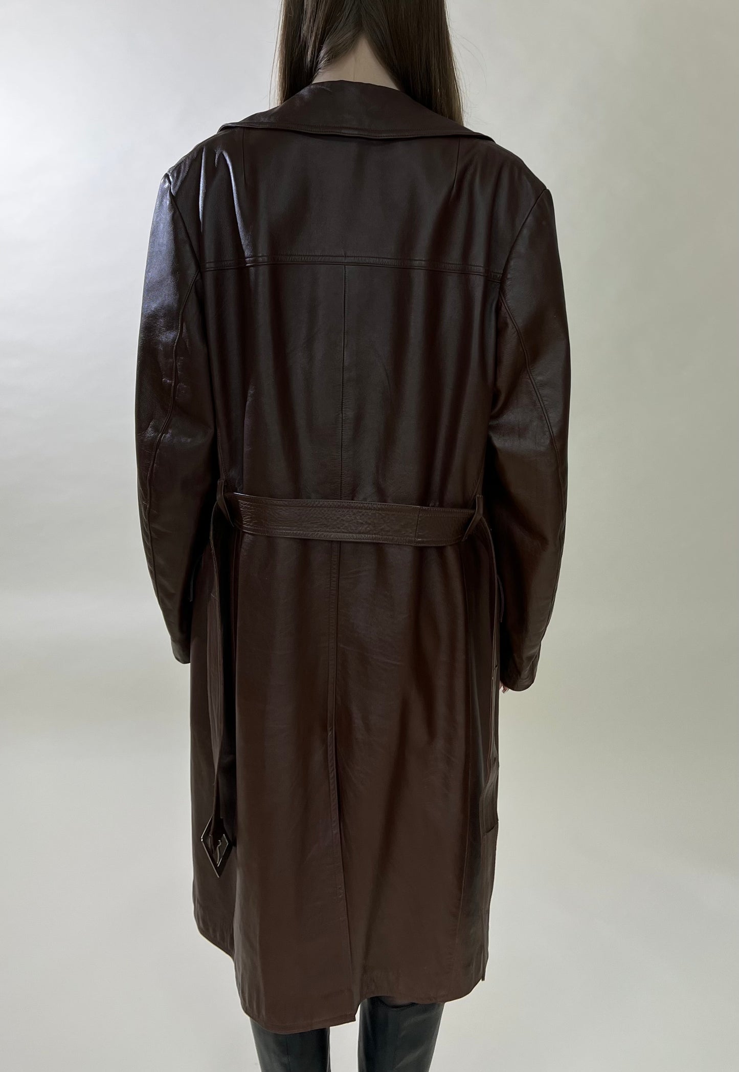 Brown genuine leather coat