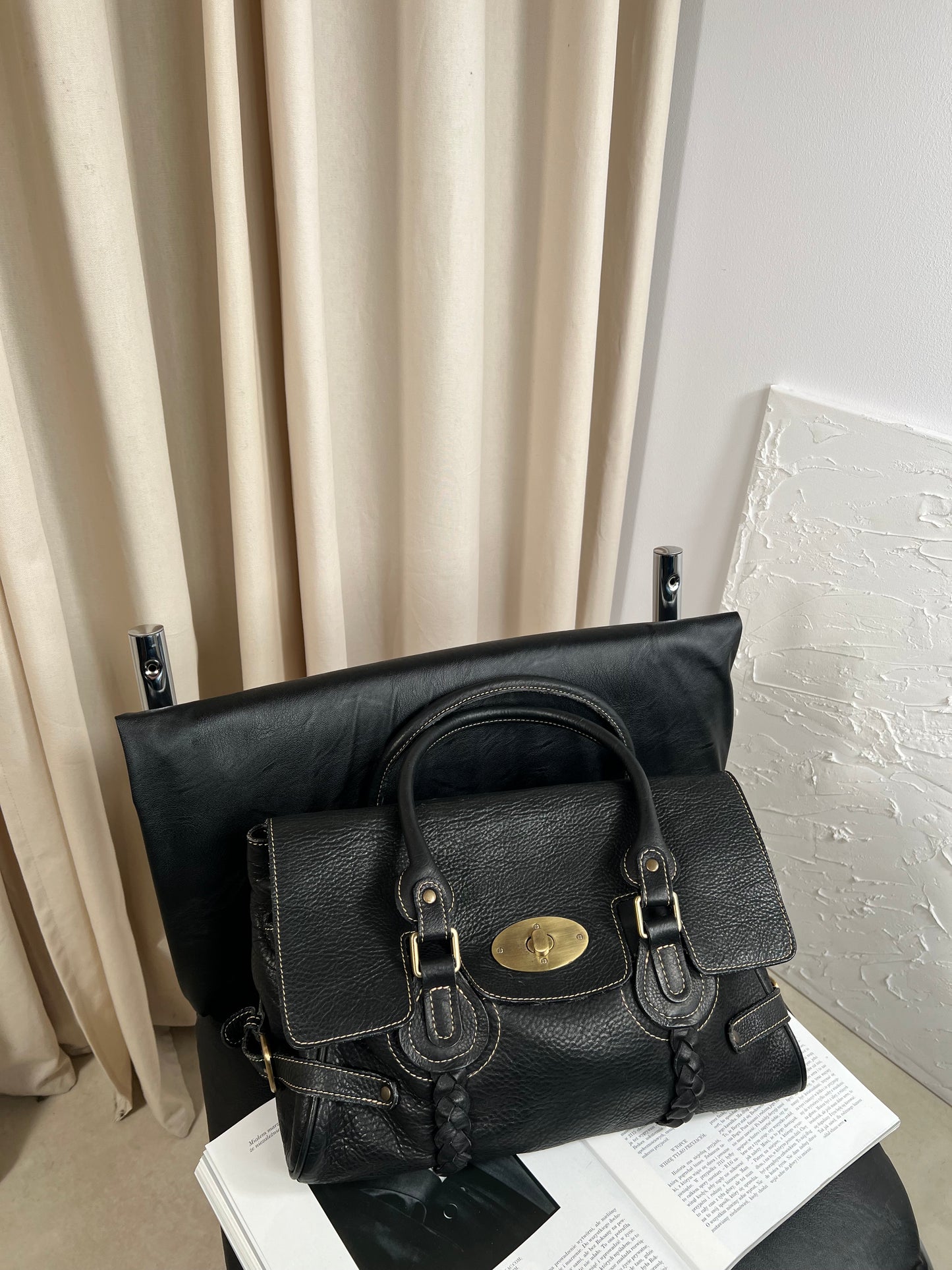 Black genuine leather bag
