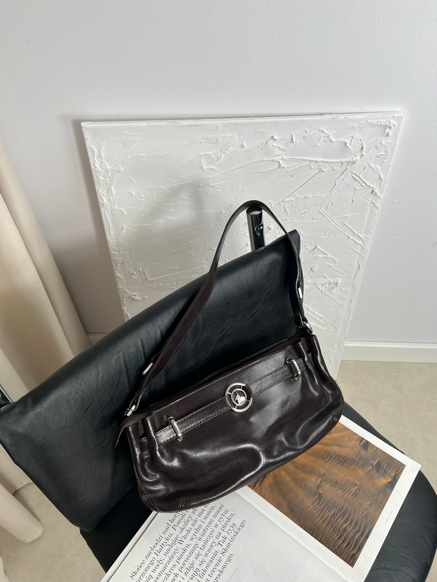 Brown bag made of genuine leather