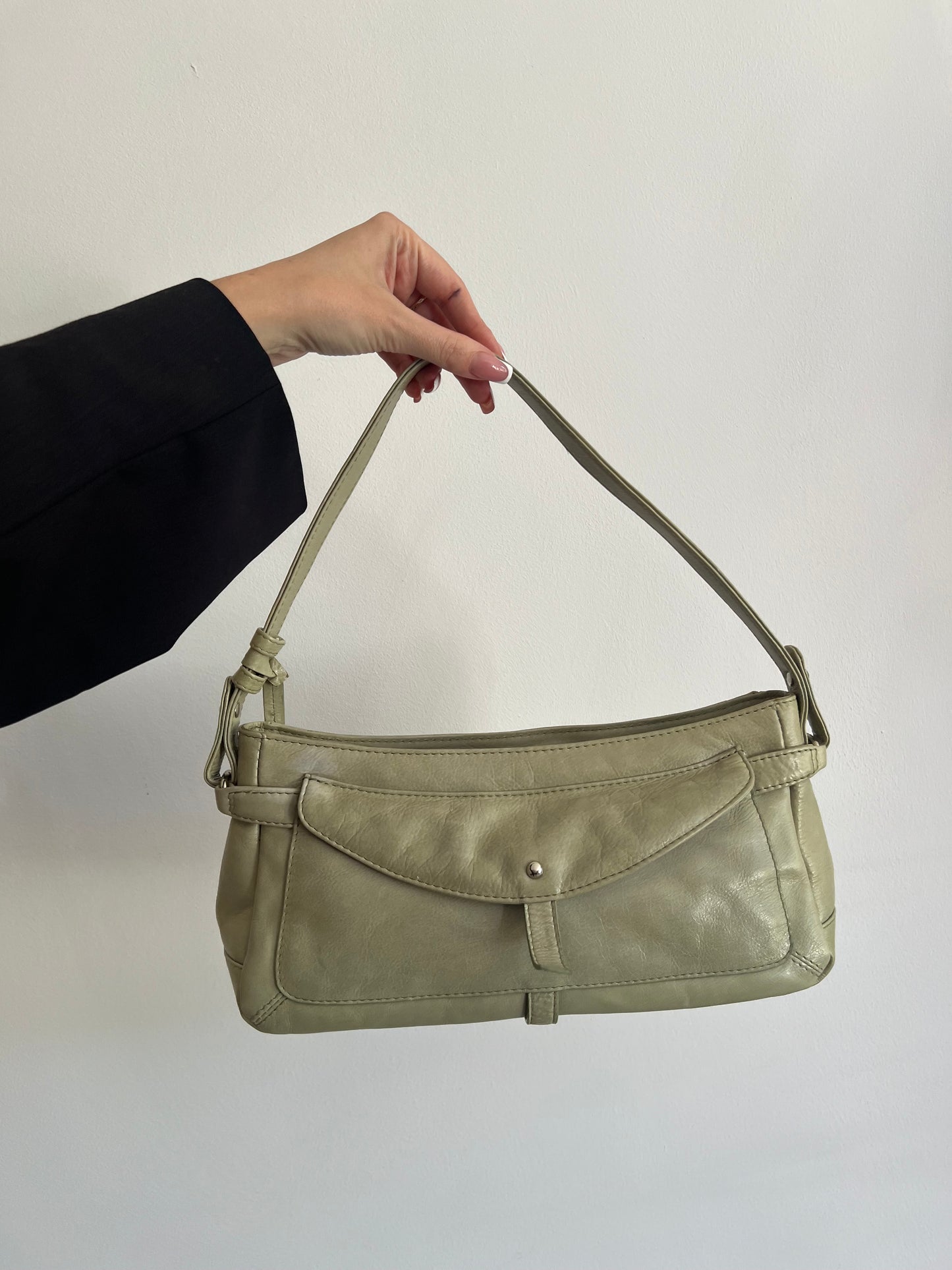 Pistachio bag made of genuine leather