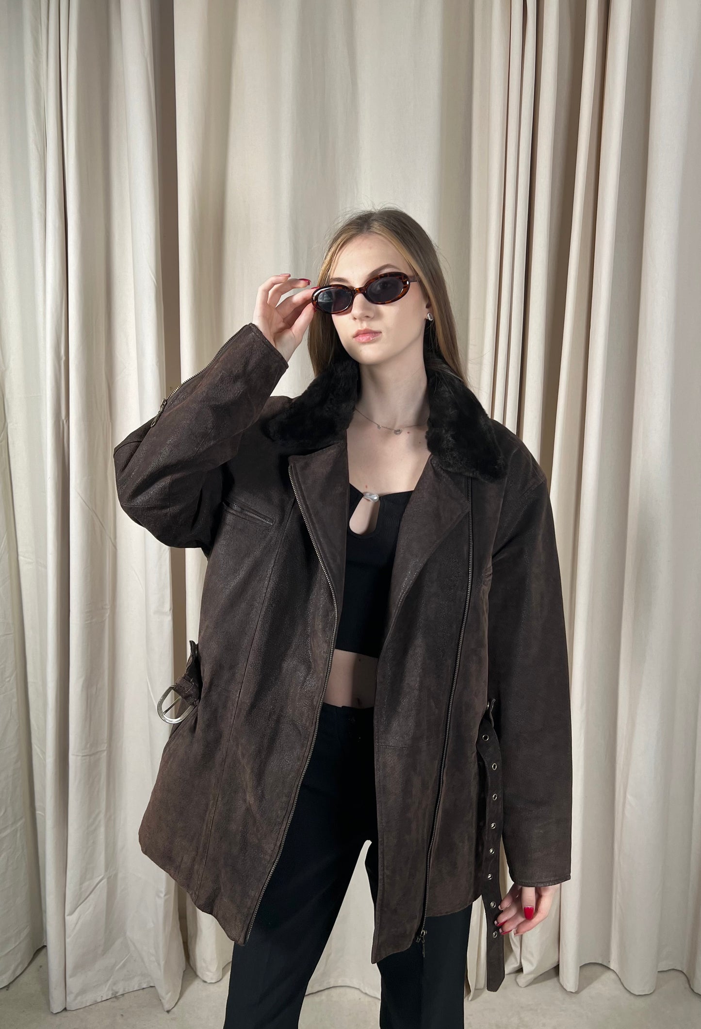 Sheepskin biker jacket