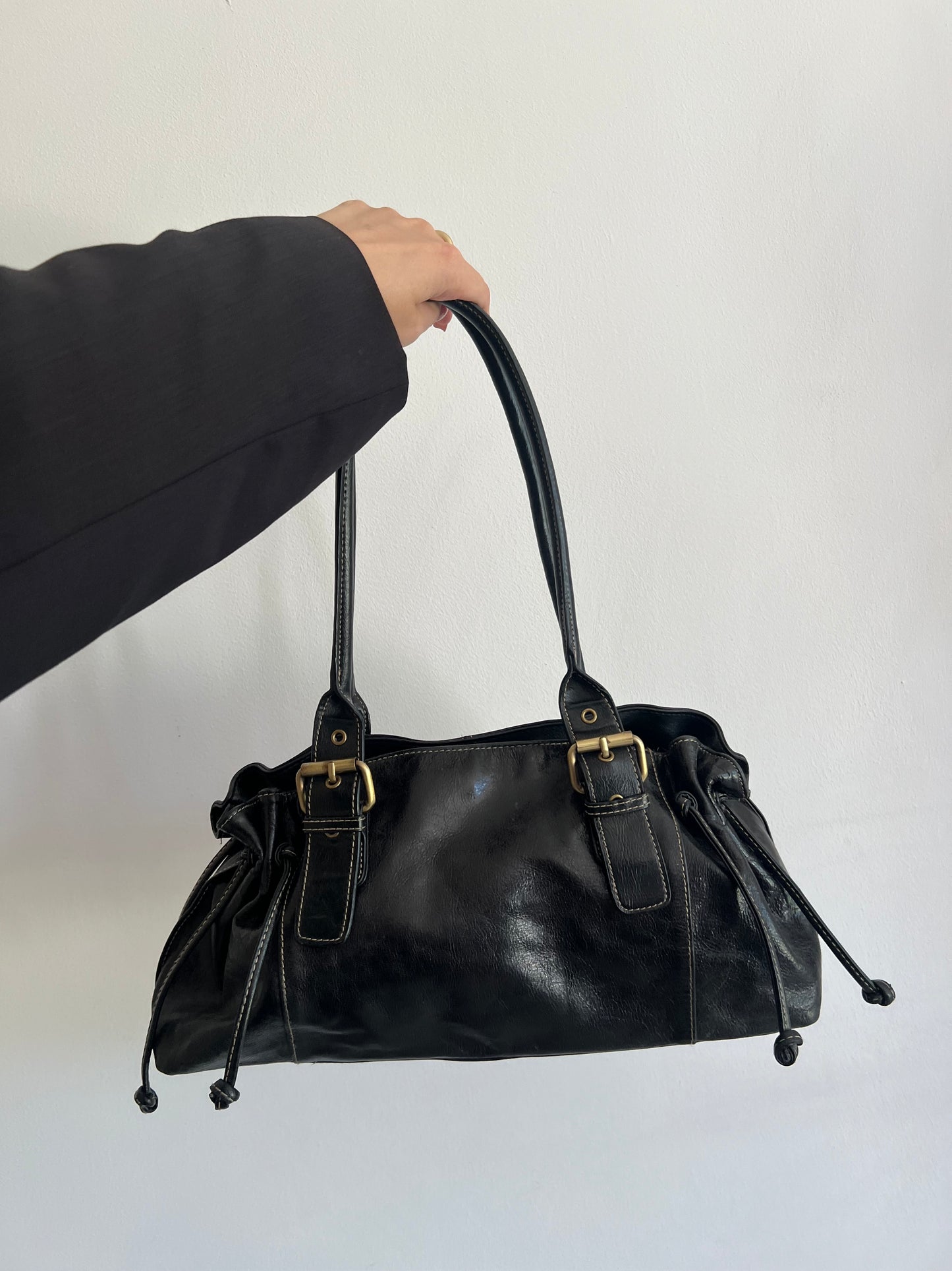 Black genuine leather bag