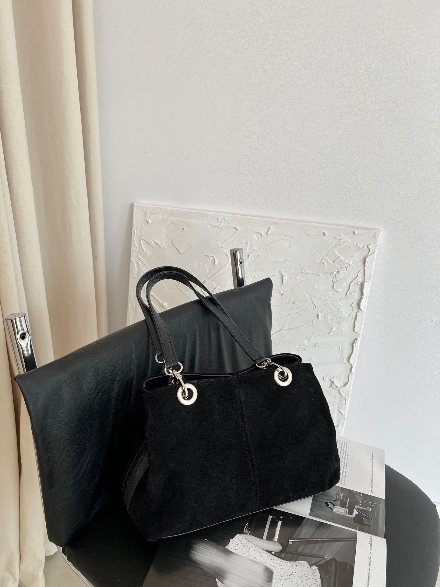 Black genuine leather bag