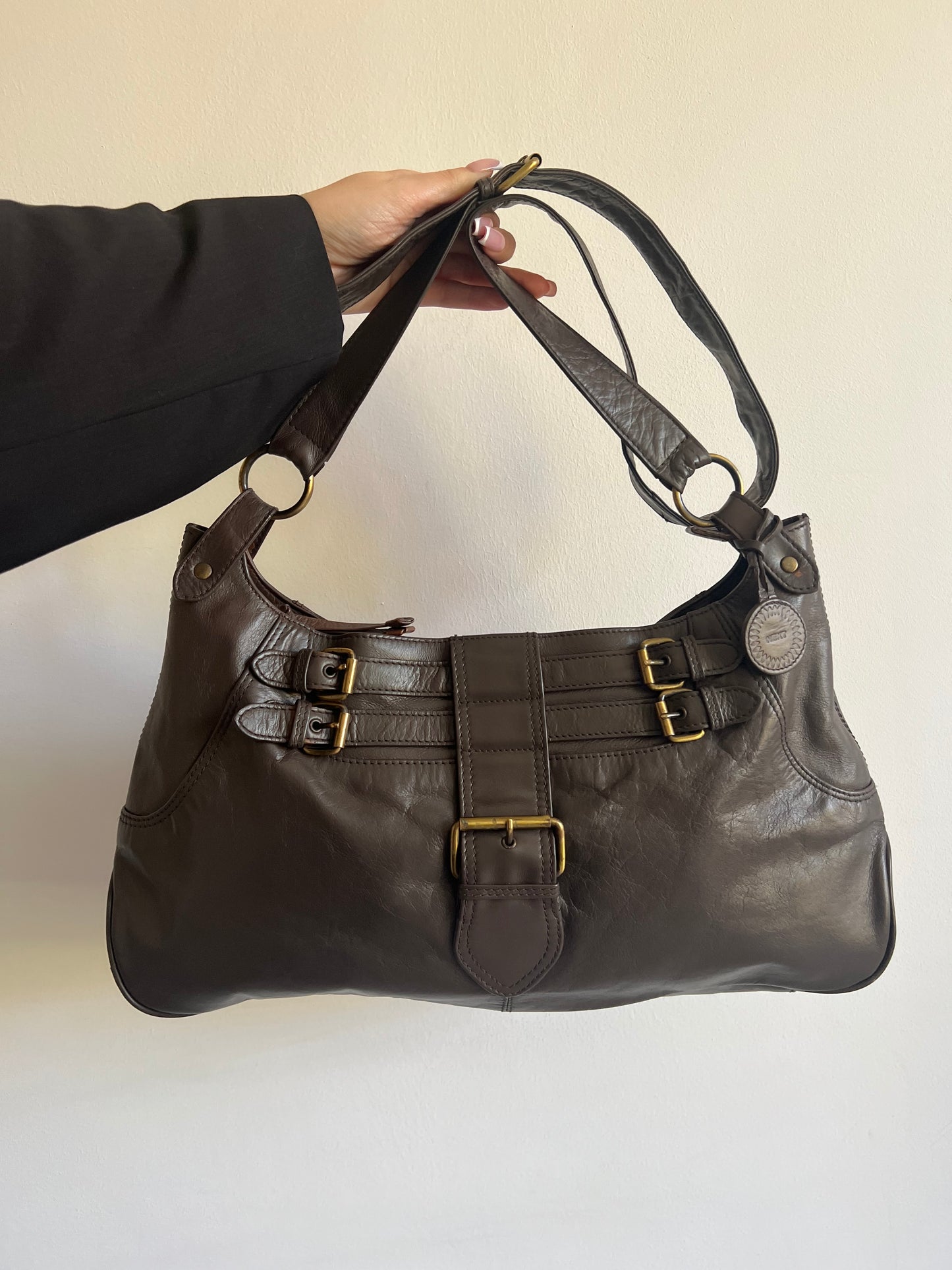 Brown bag made of genuine leather