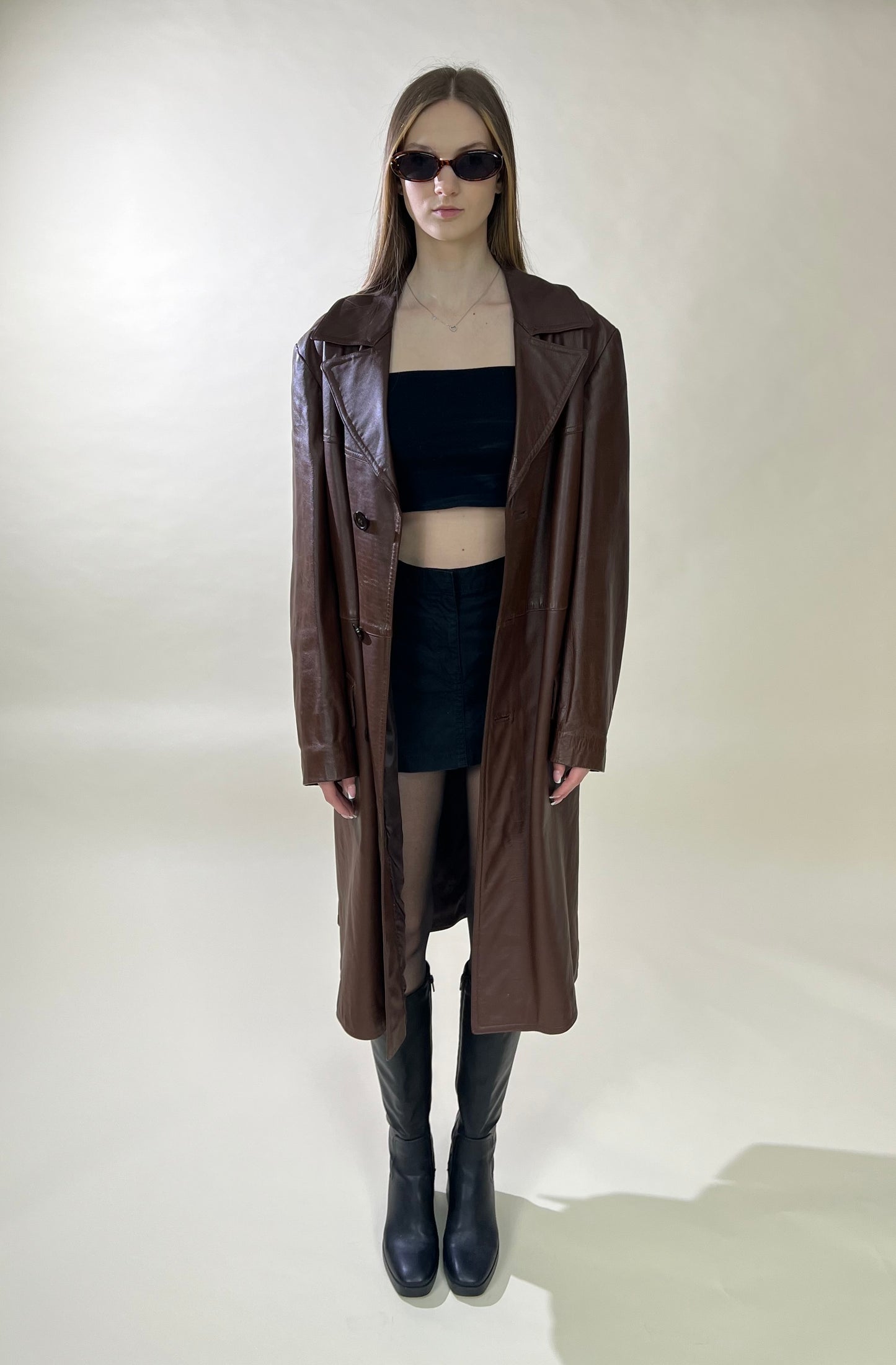 Brown genuine leather coat