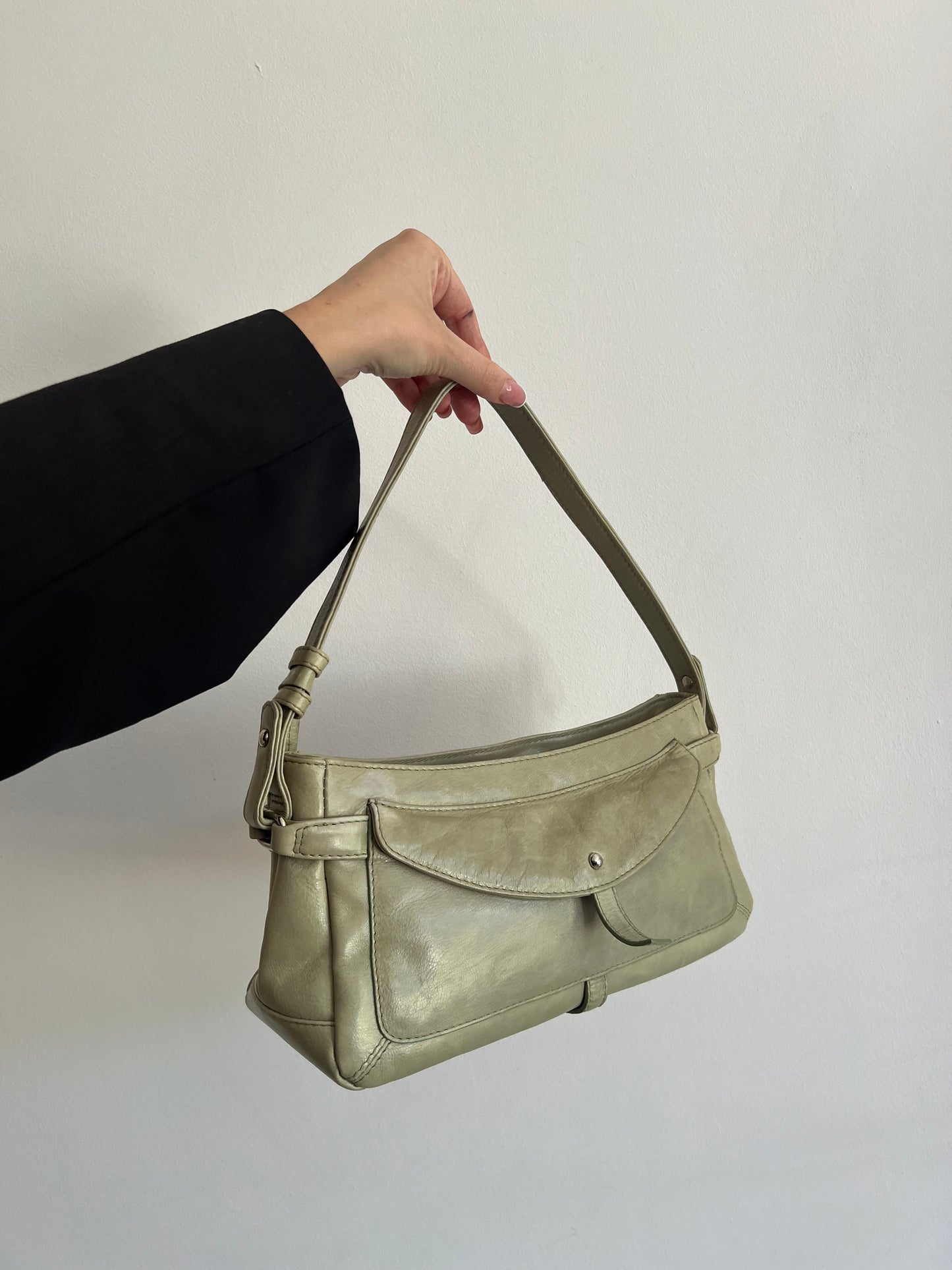 Pistachio bag made of genuine leather