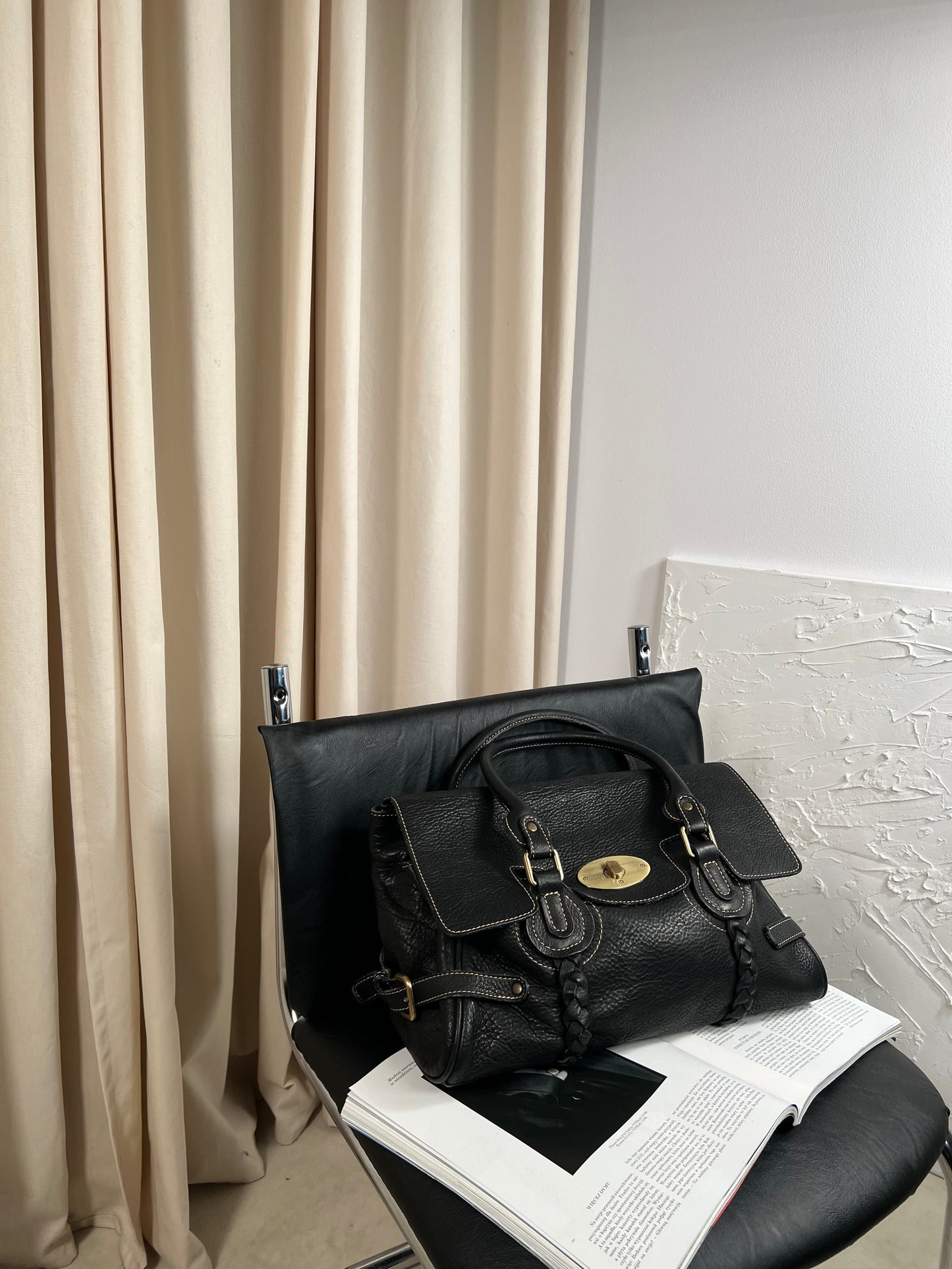 Black genuine leather bag