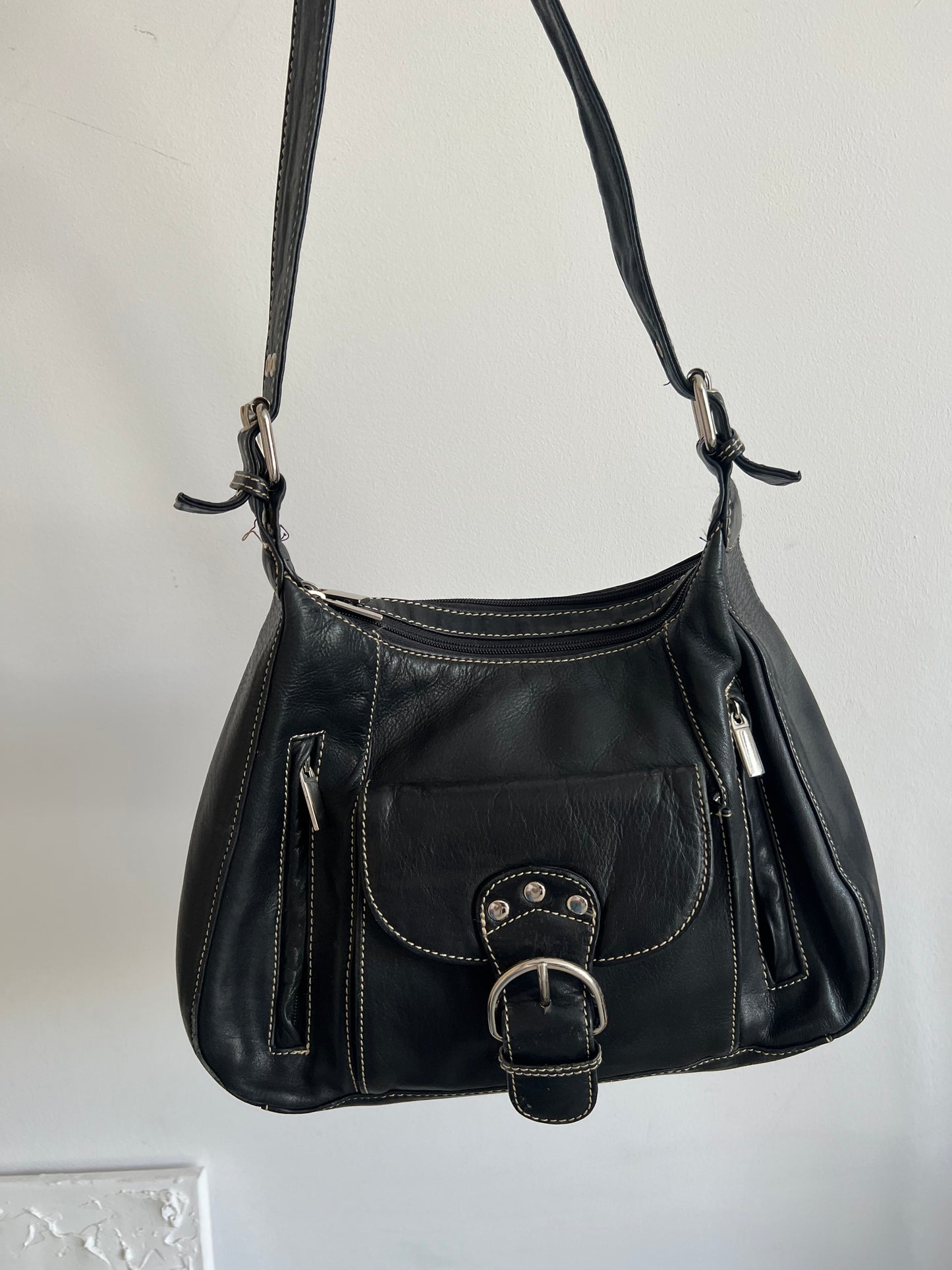 Black genuine leather bag