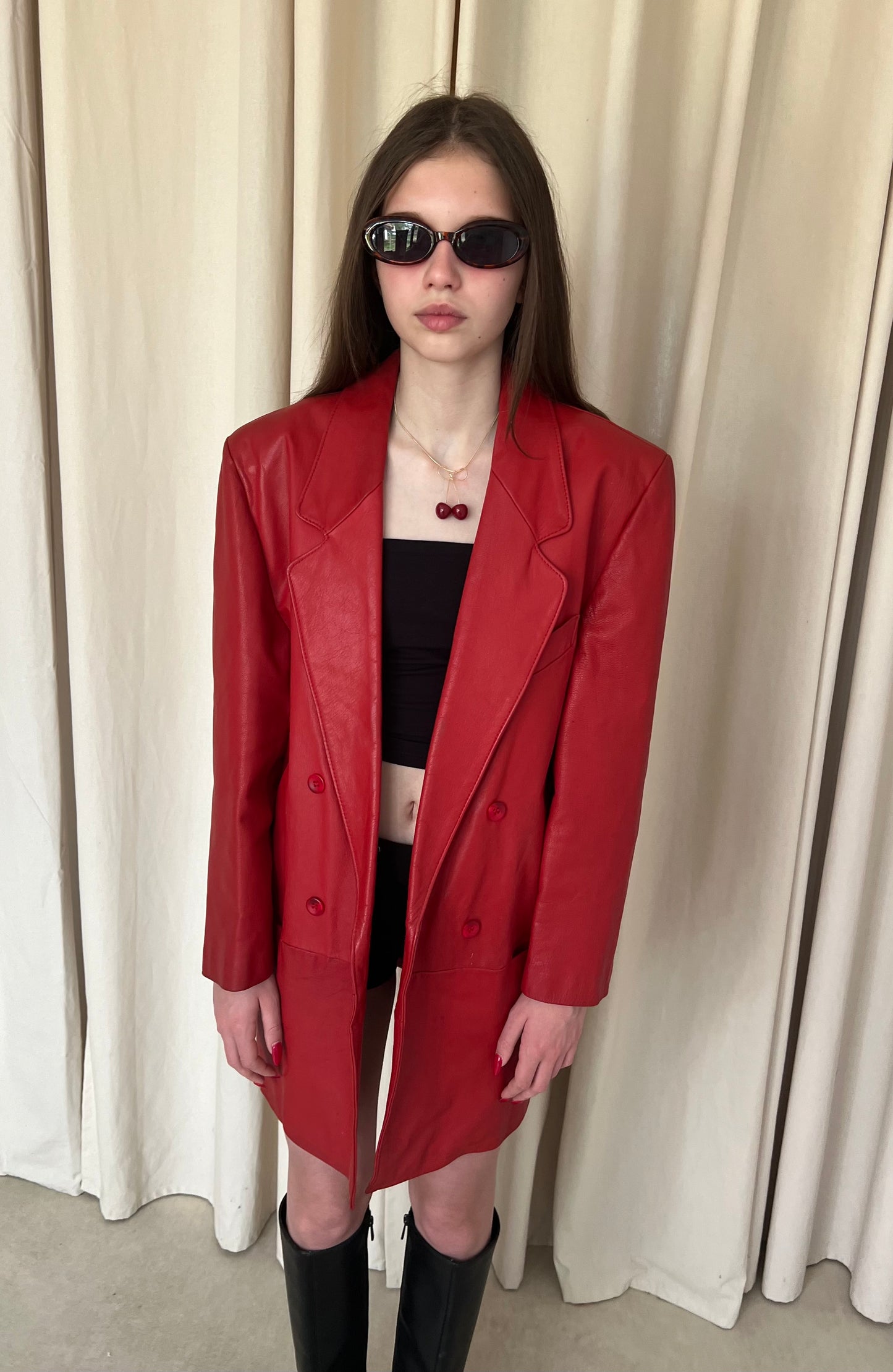Jacket/coat made of genuine leather