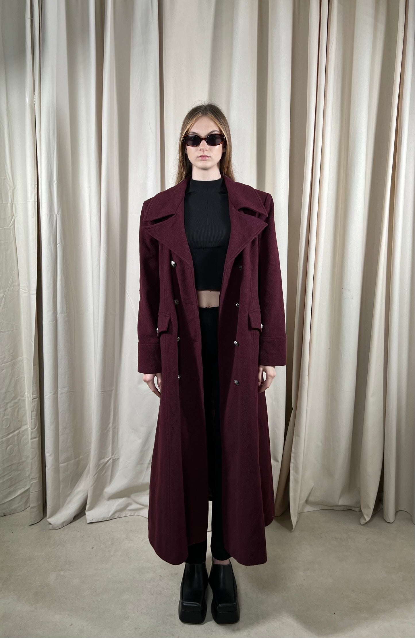 Burgundy coat 75% wool