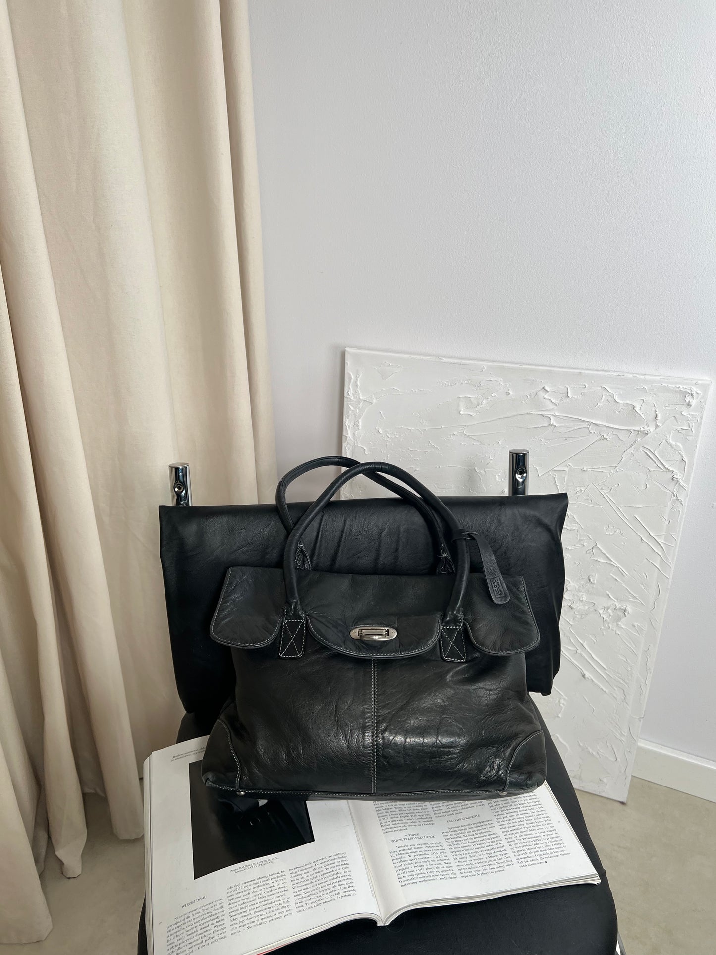 Black genuine leather bag