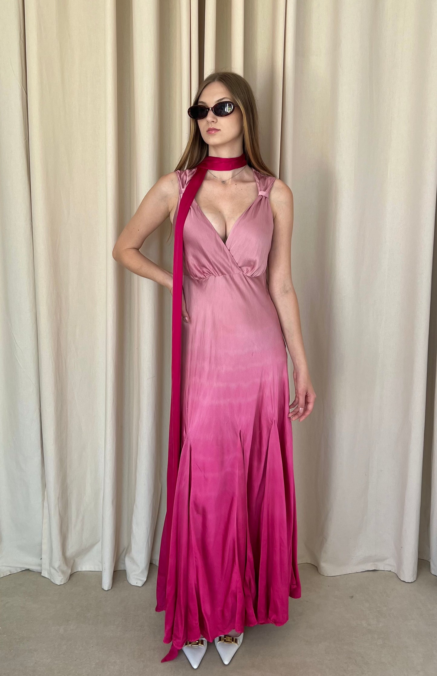 Silk dress with a belt