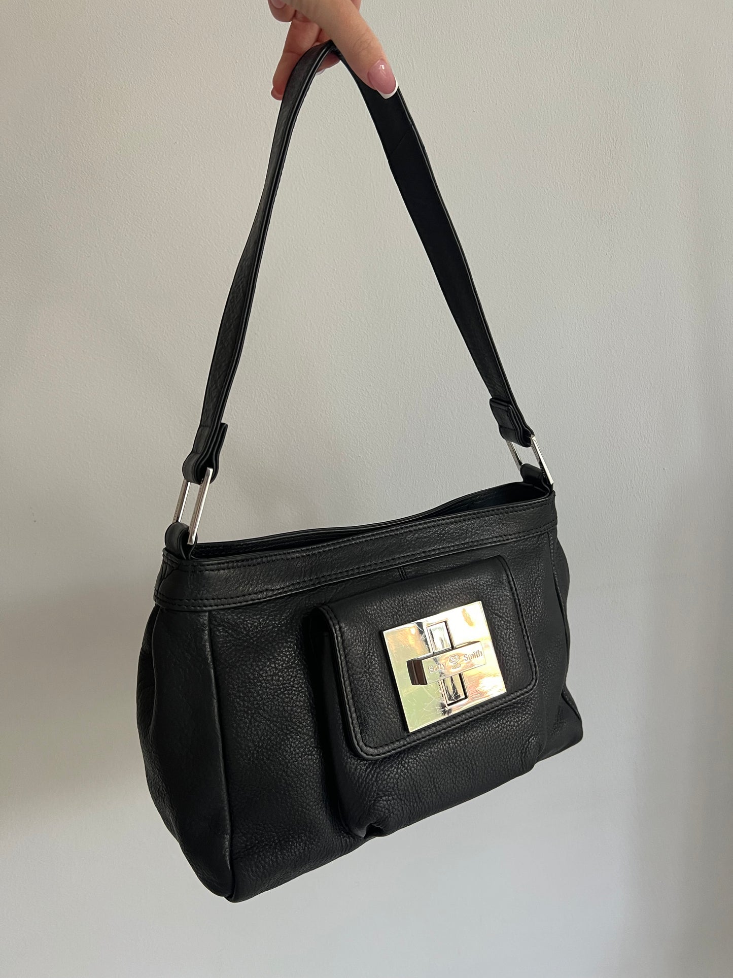 Black bag made of natural leather