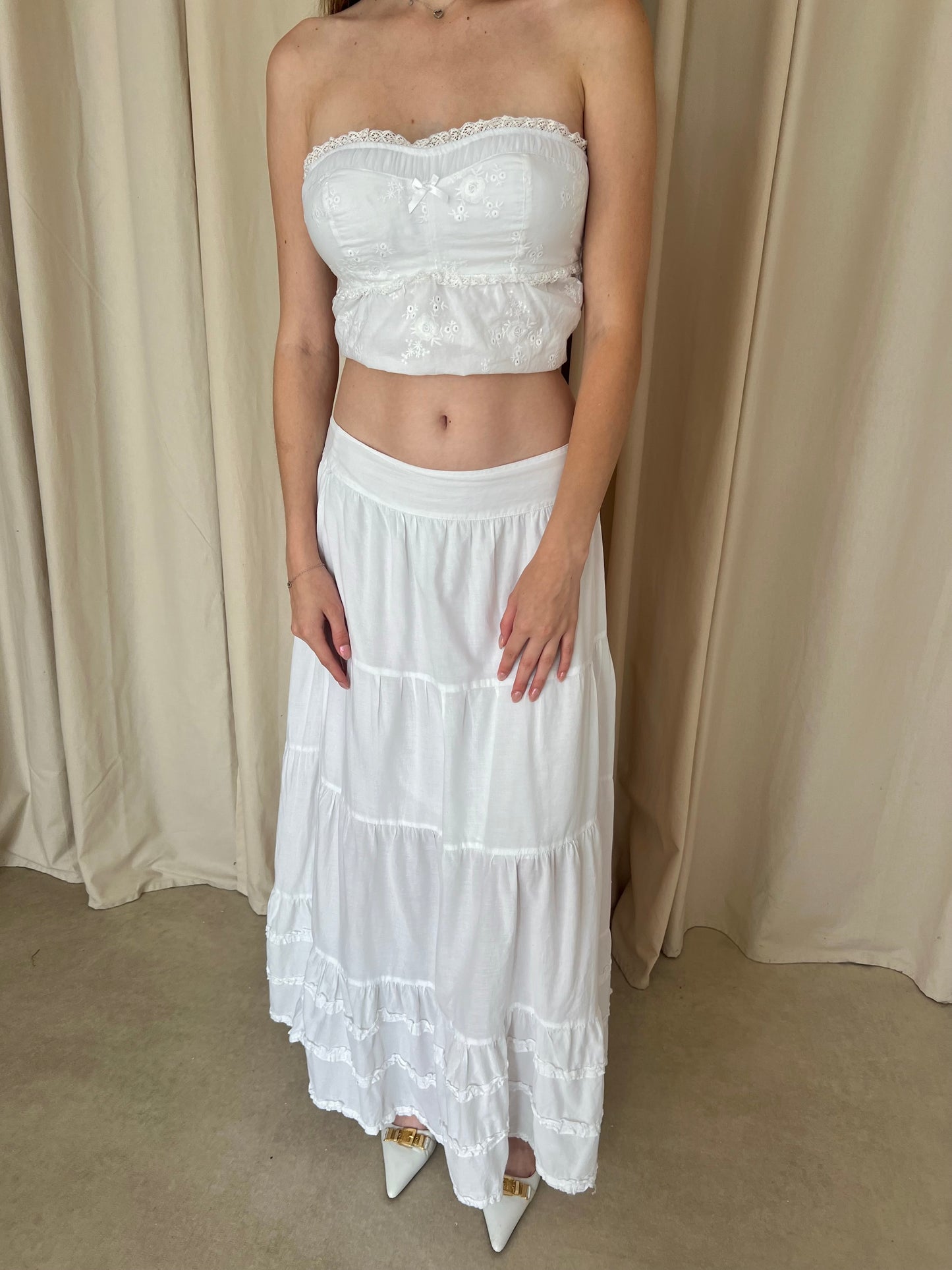 White cotton maxi skirt