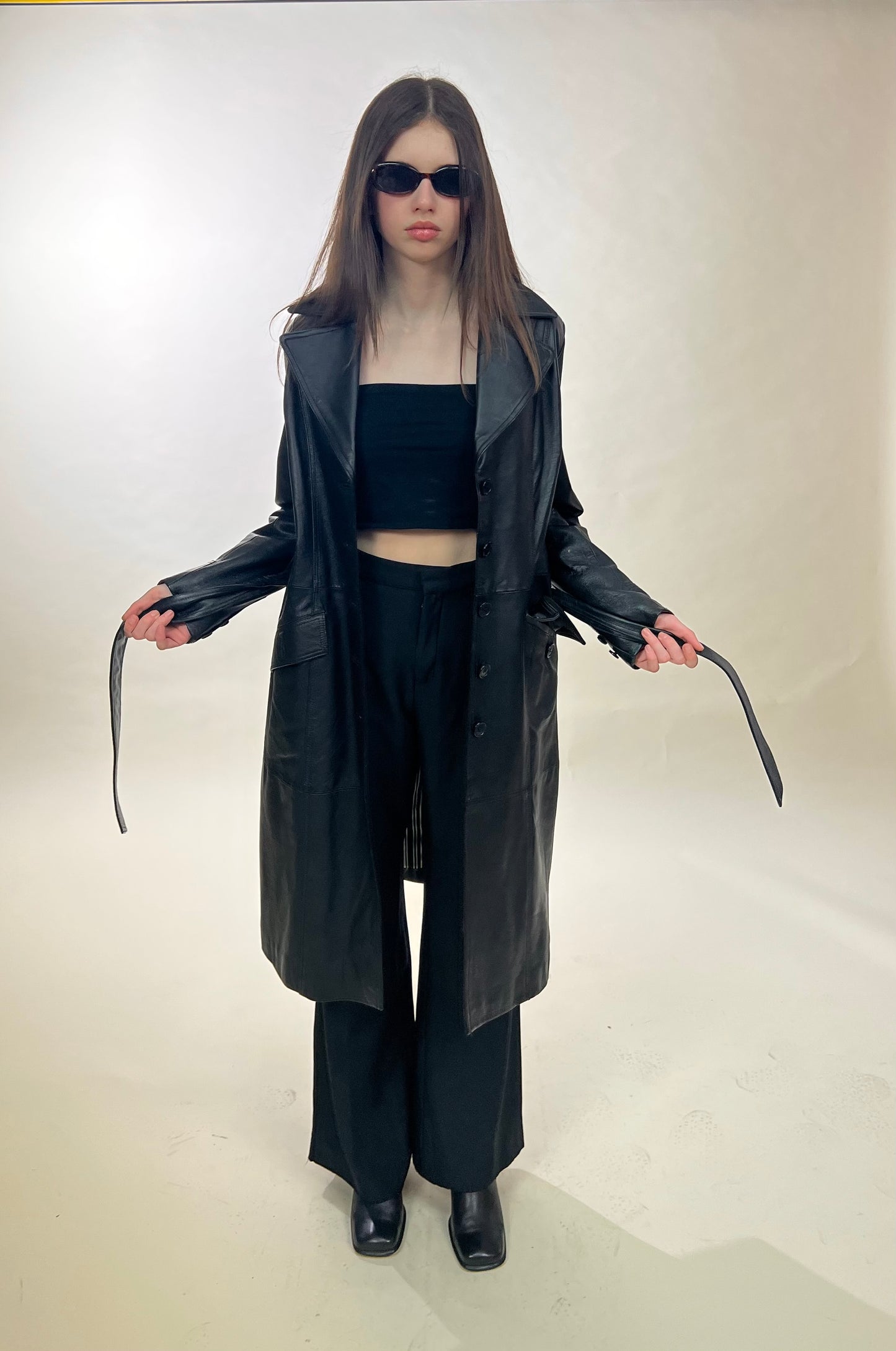 Black leather coat