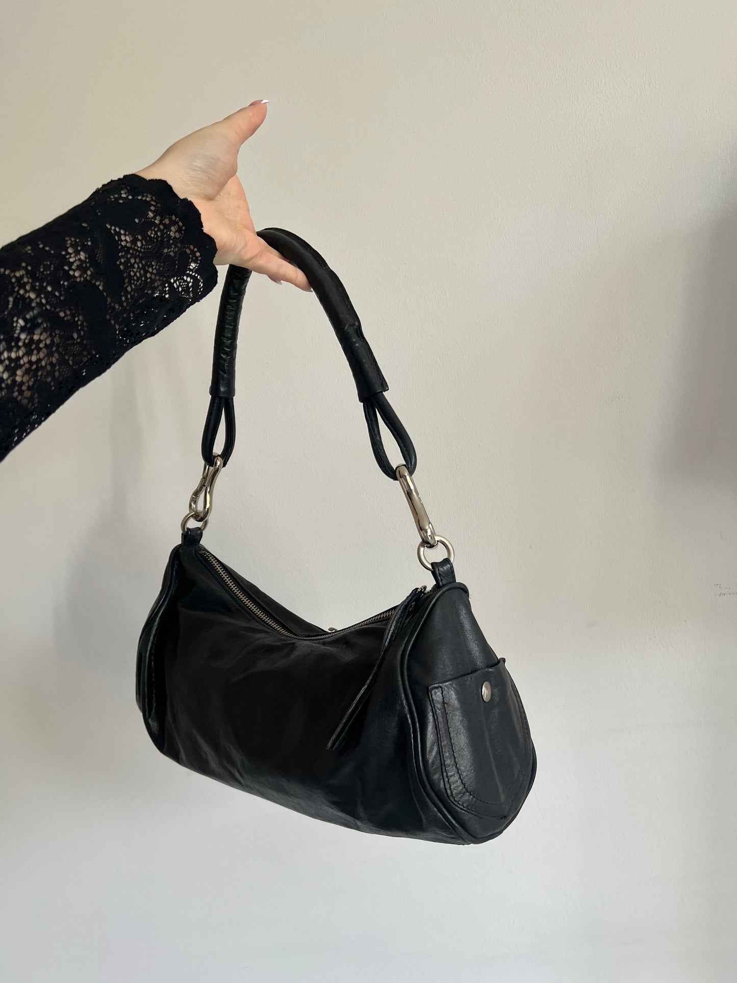 Black genuine leather bag