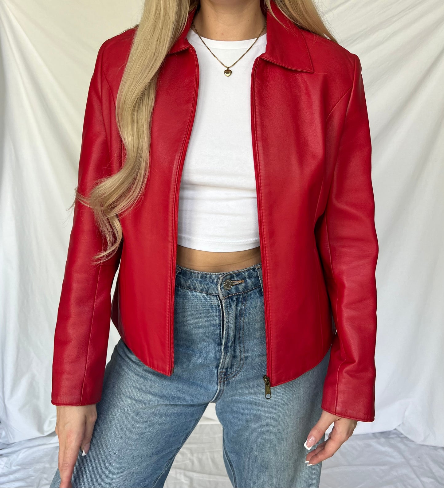 Red genuine leather jacket