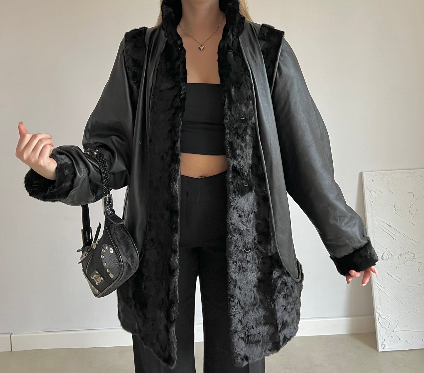 Jacket made of natural leather and fur