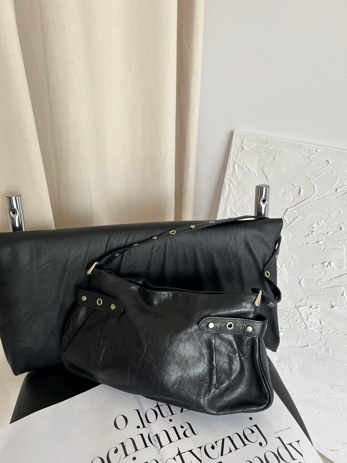 Black genuine leather bag
