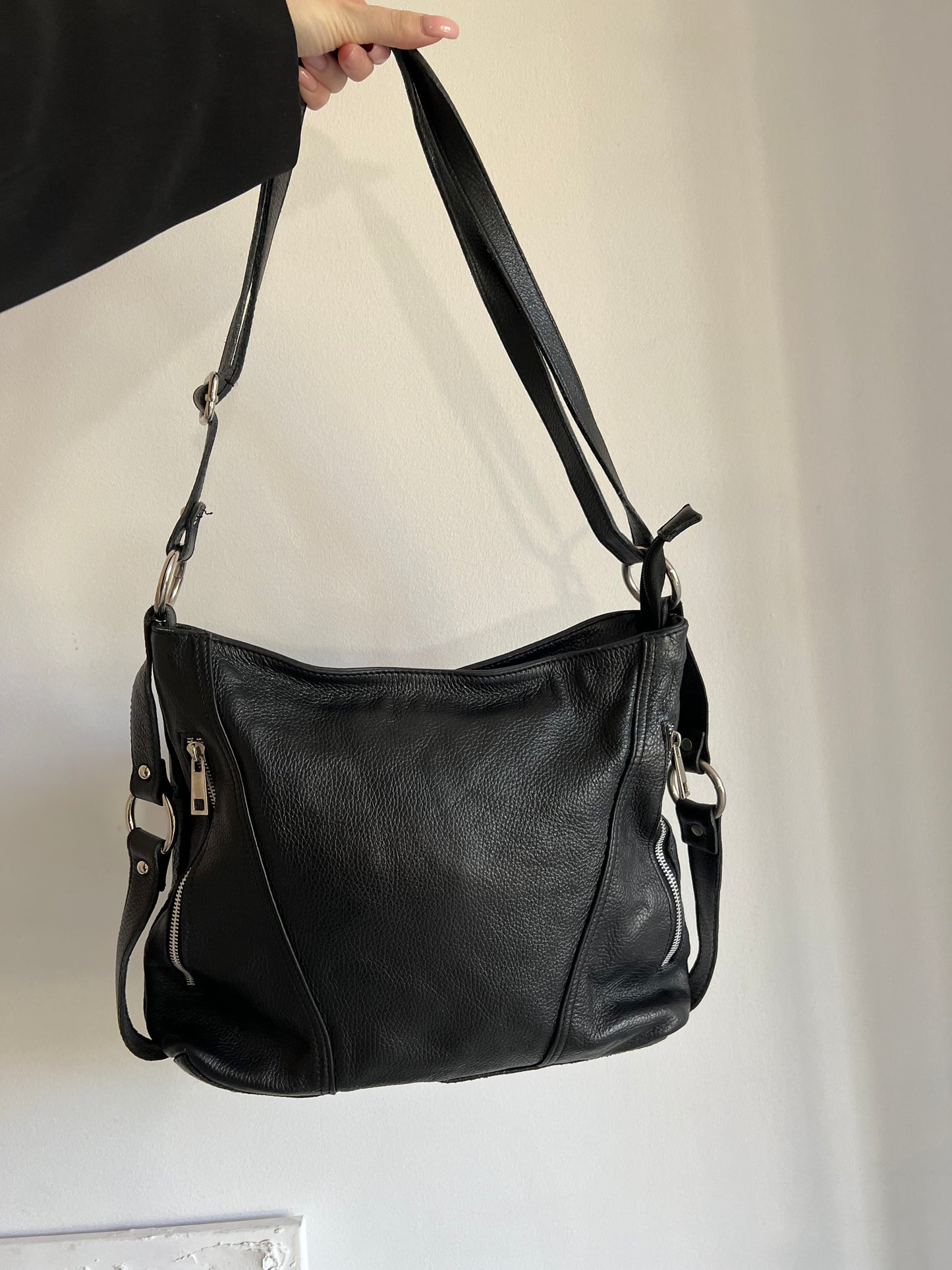 Black genuine leather bag