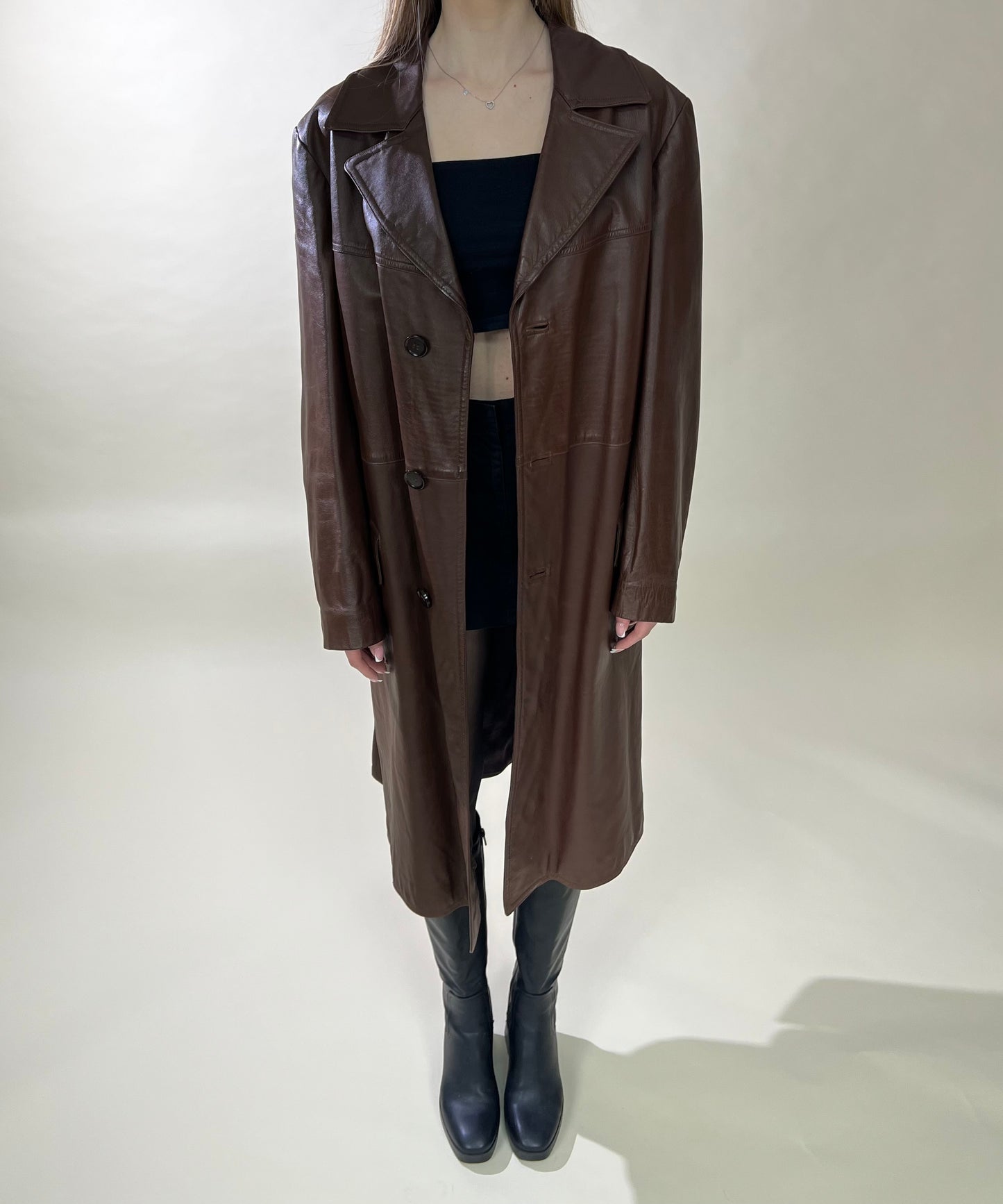 Brown genuine leather coat