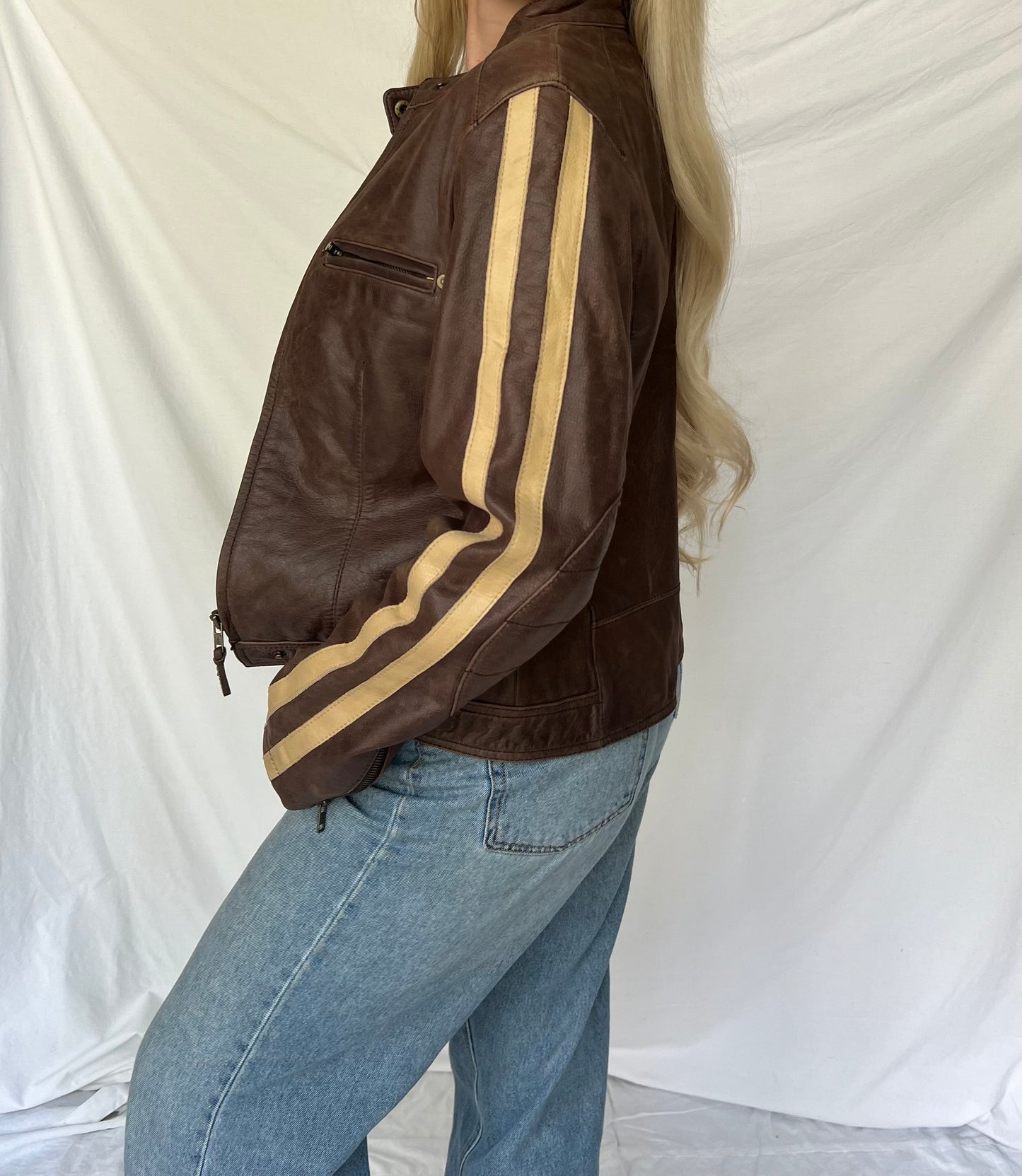 Brown genuine leather jacket
