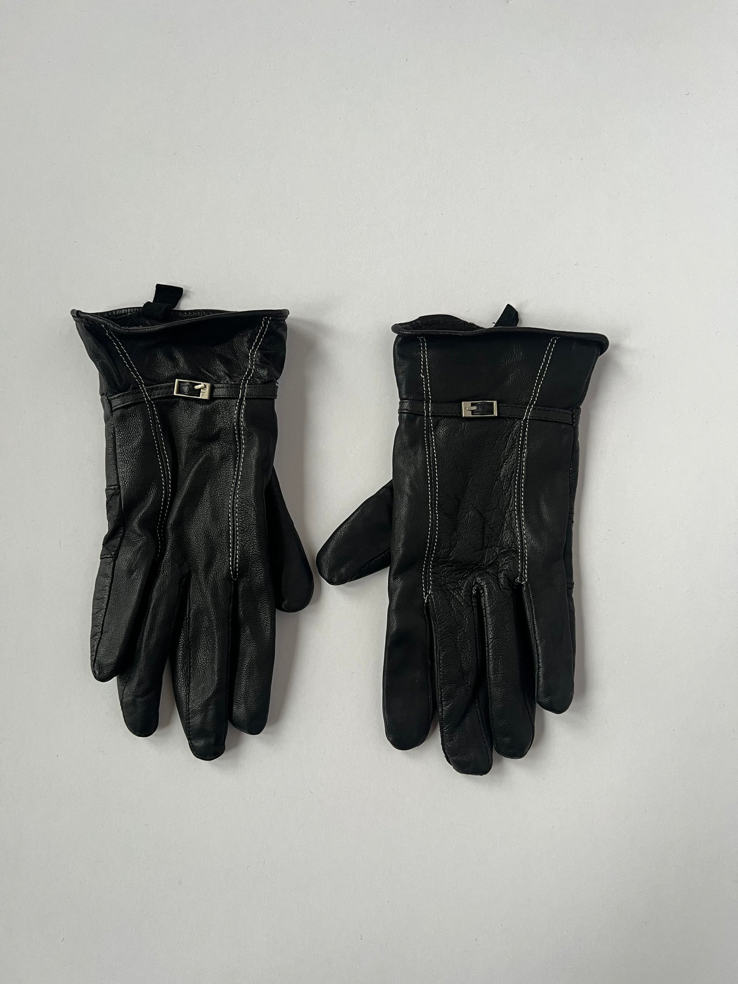 Black gloves made of genuine leather