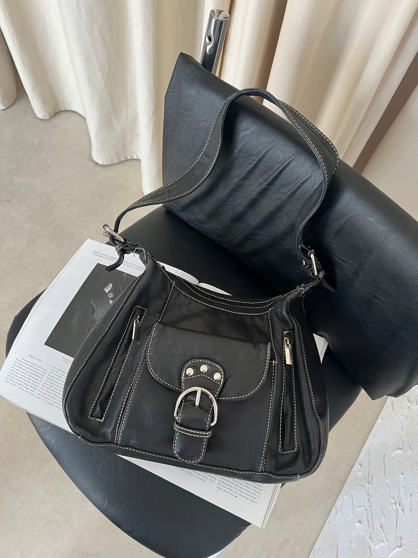 Black genuine leather bag