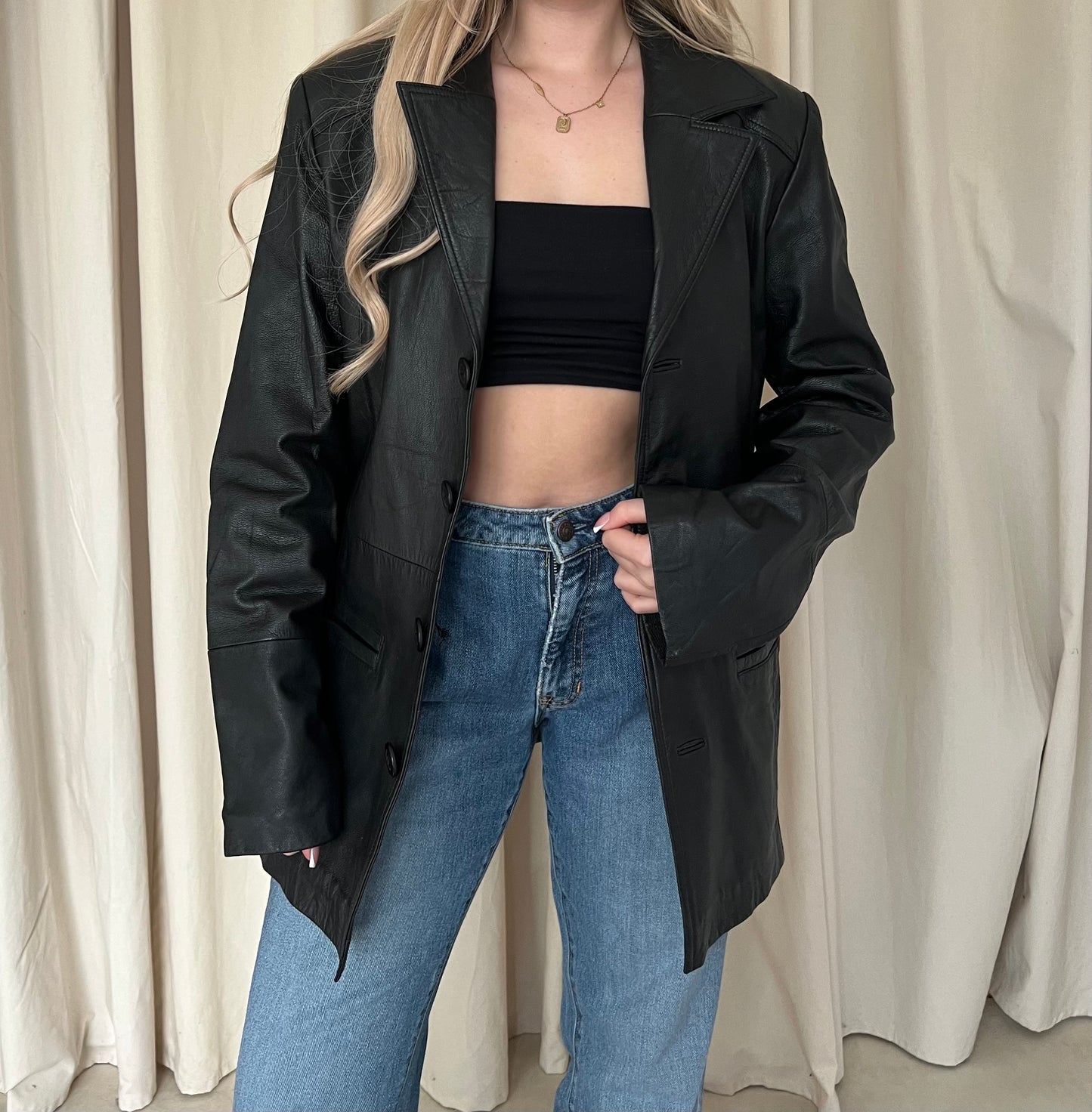 Black genuine leather jacket | jacket