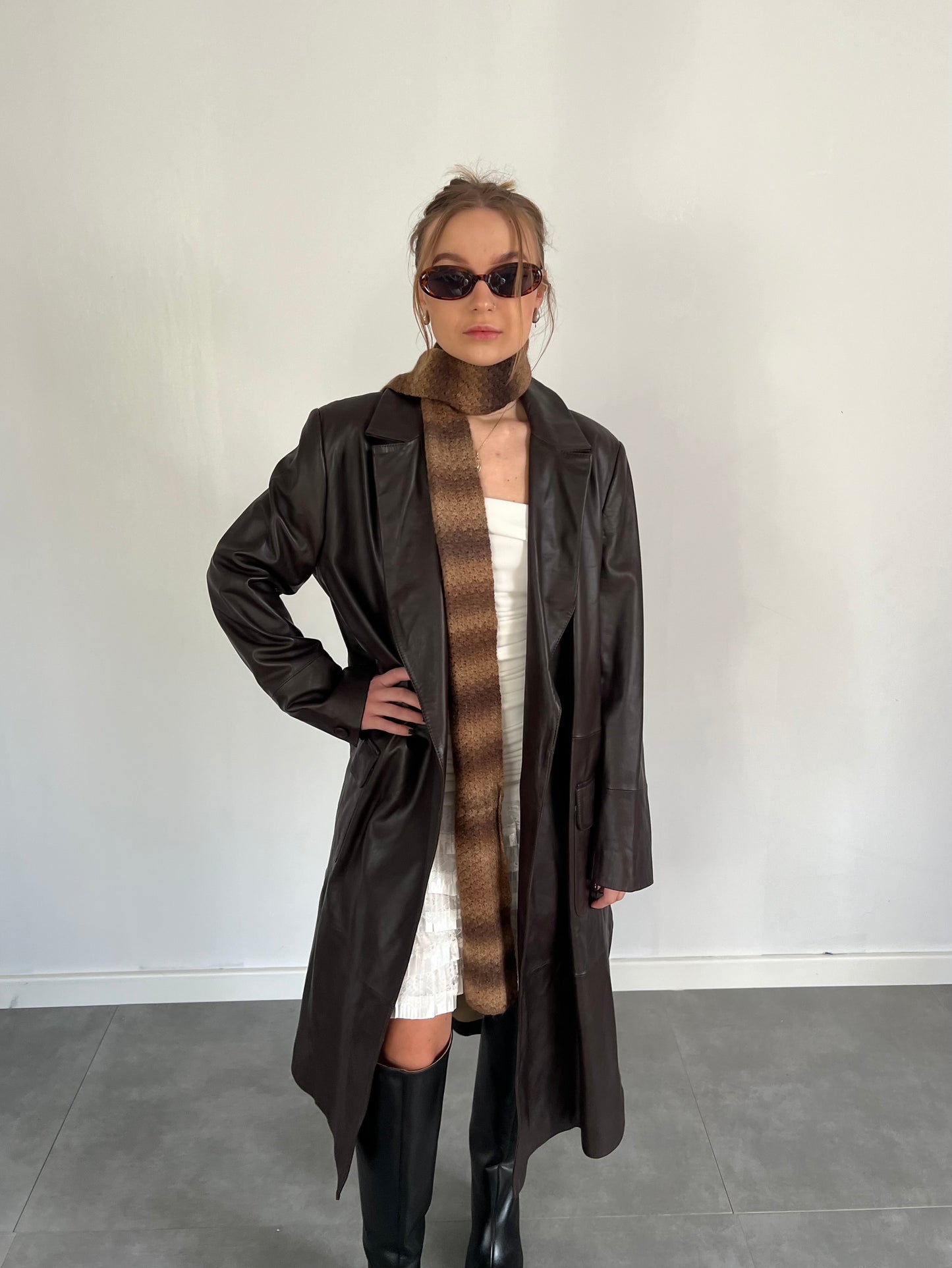 Brown genuine leather coat