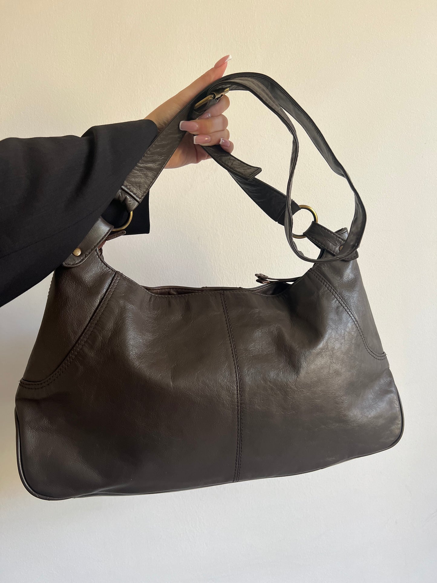 Brown bag made of genuine leather
