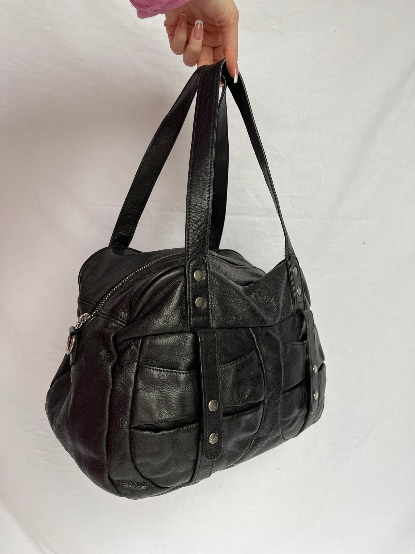 Black genuine leather bag