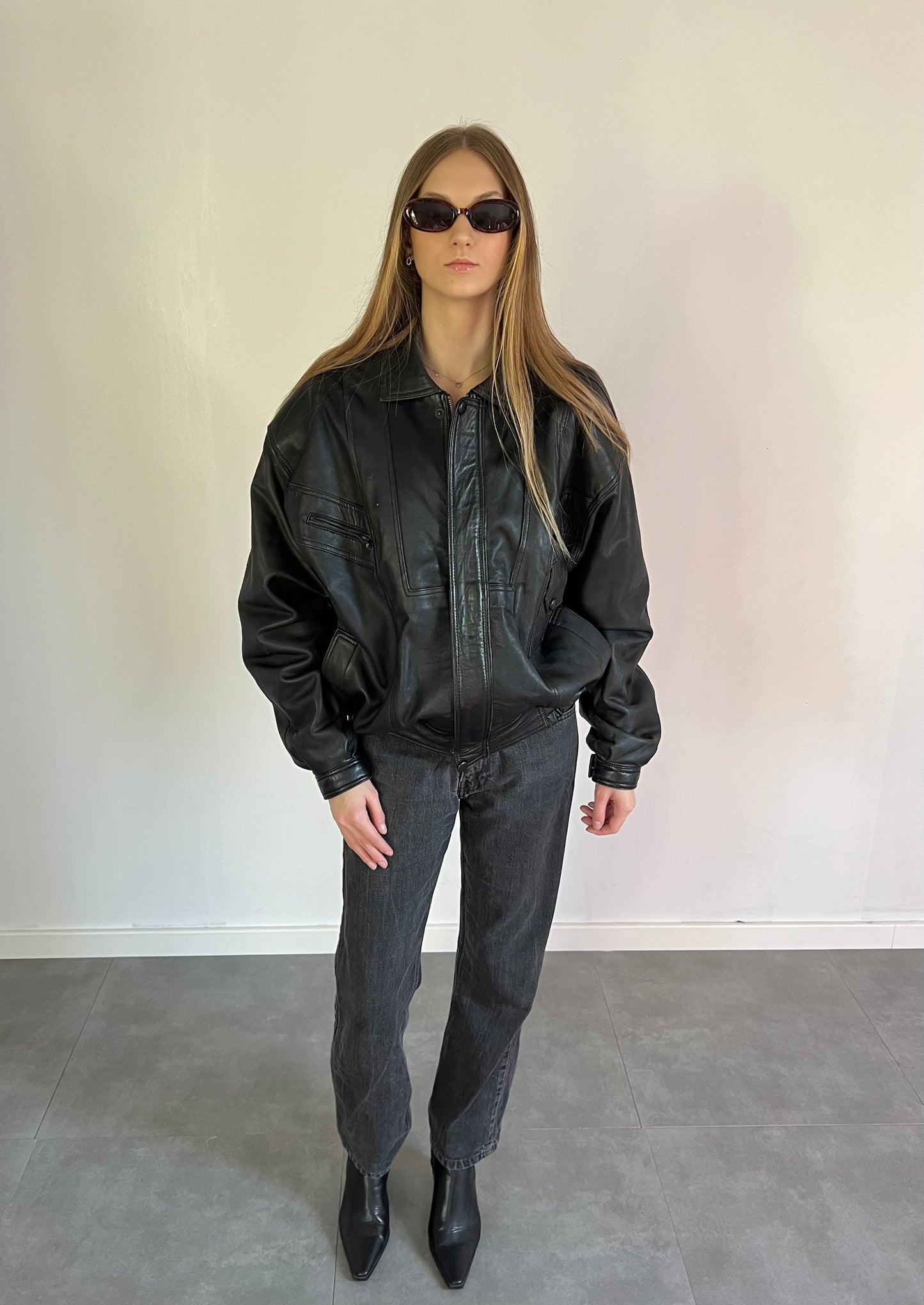 Black genuine leather jacket