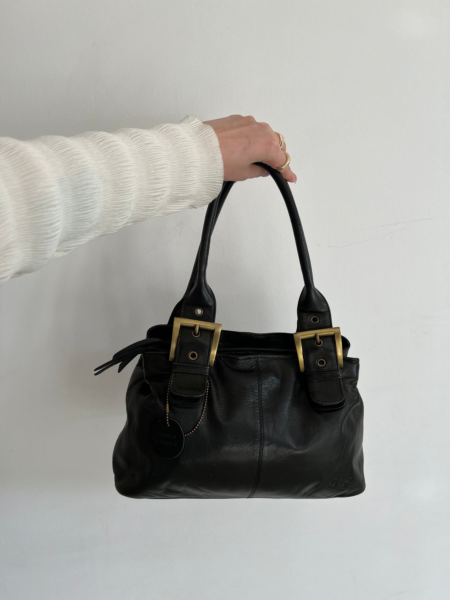 Black genuine leather bag