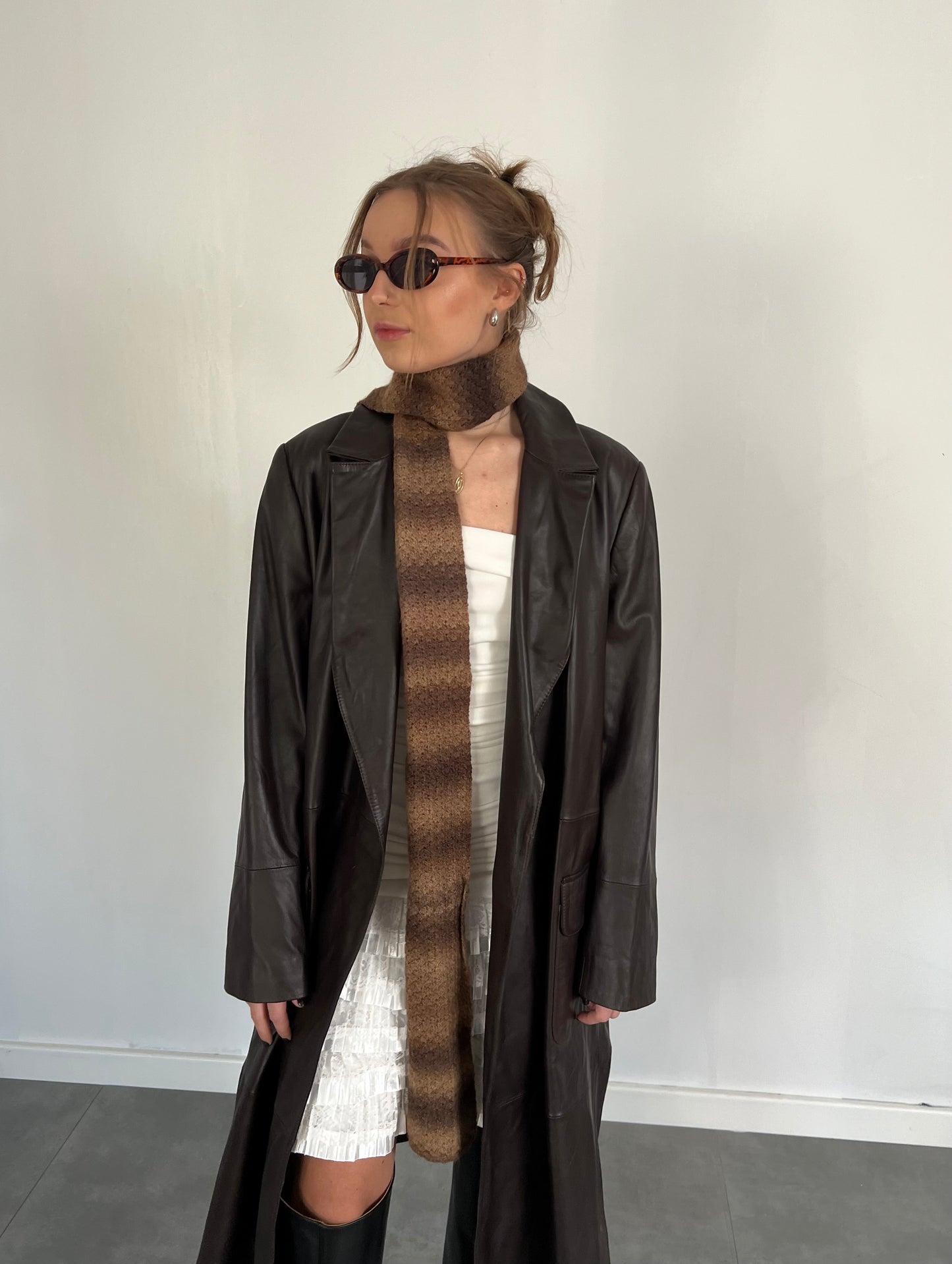 Brown genuine leather coat