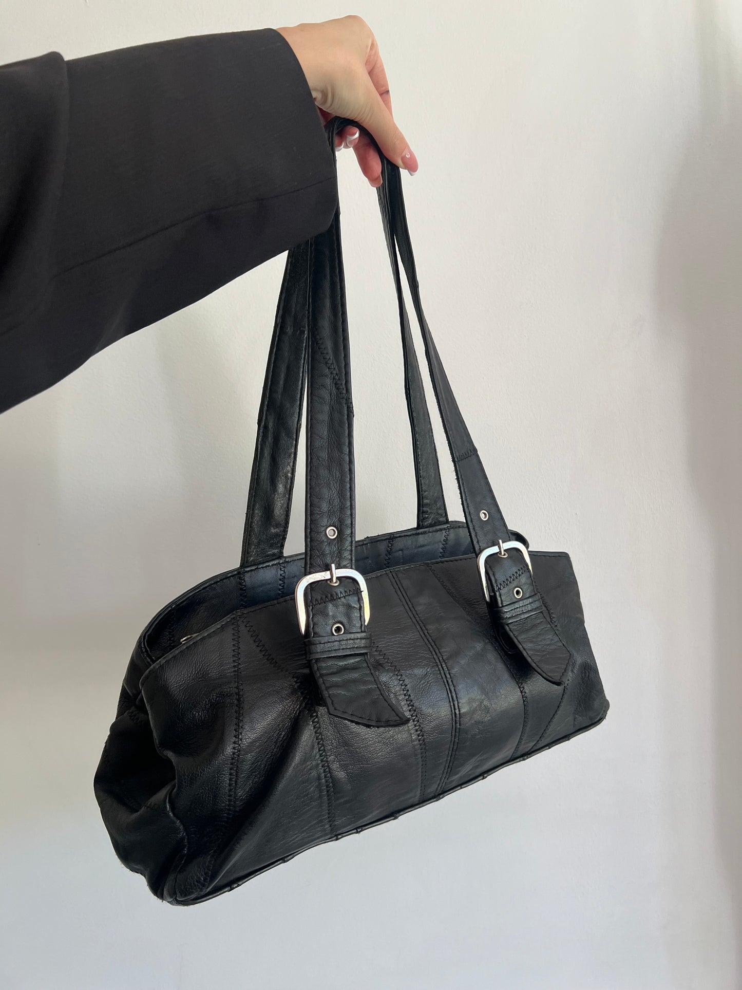 Black bag made of natural leather
