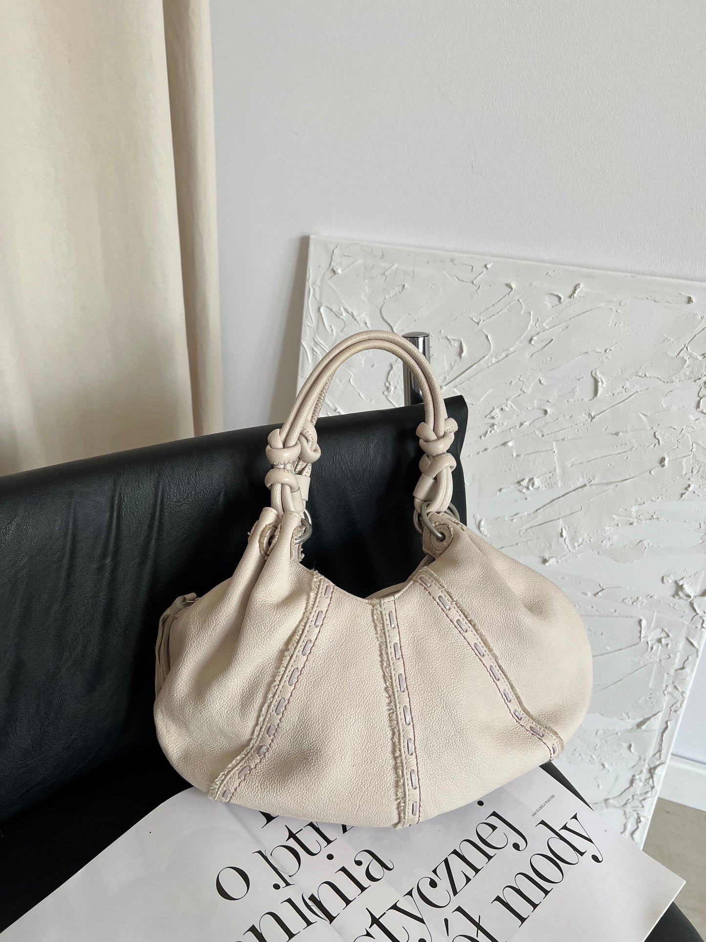 Light bag made of natural leather
