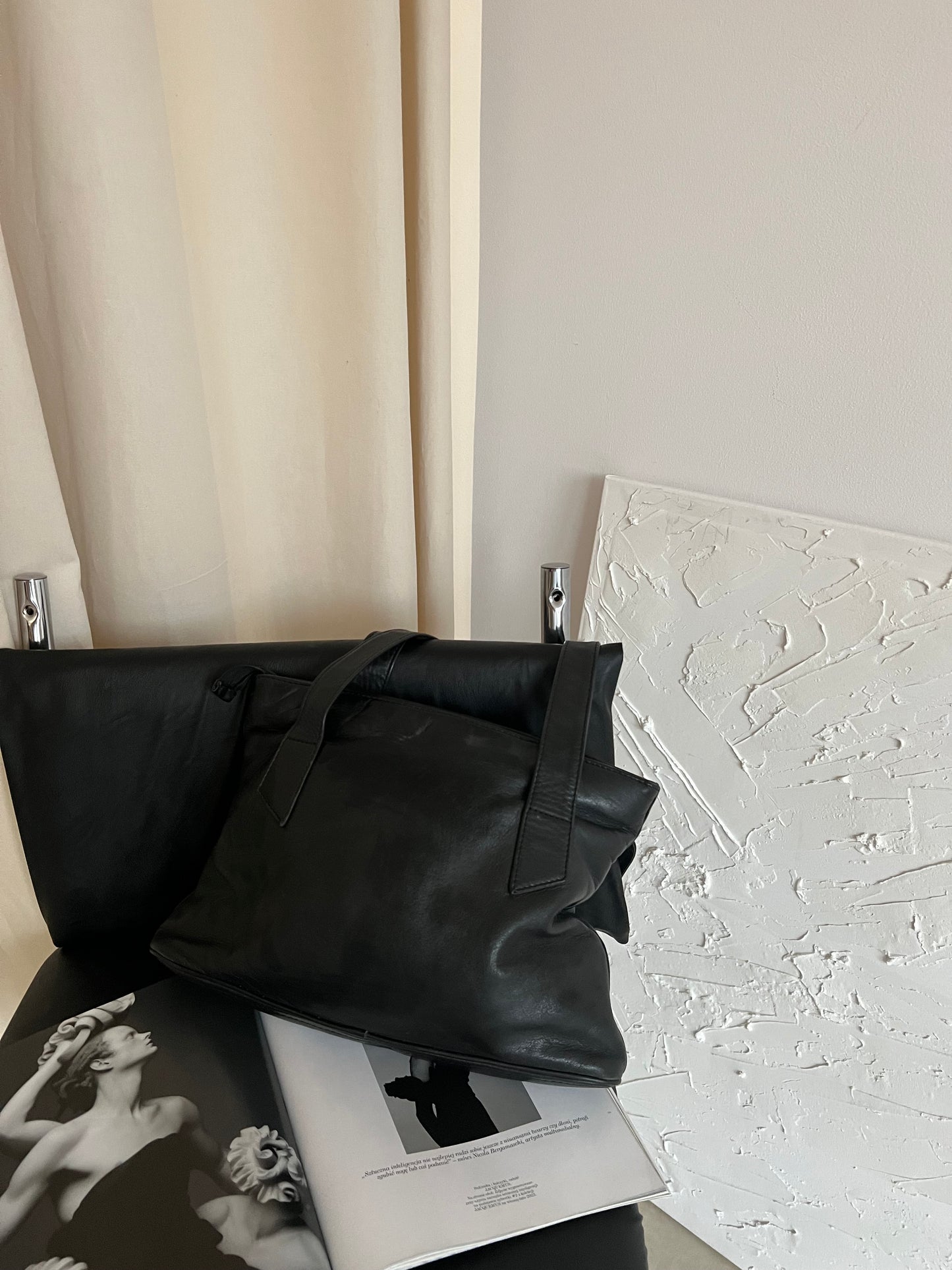 Black genuine leather bag