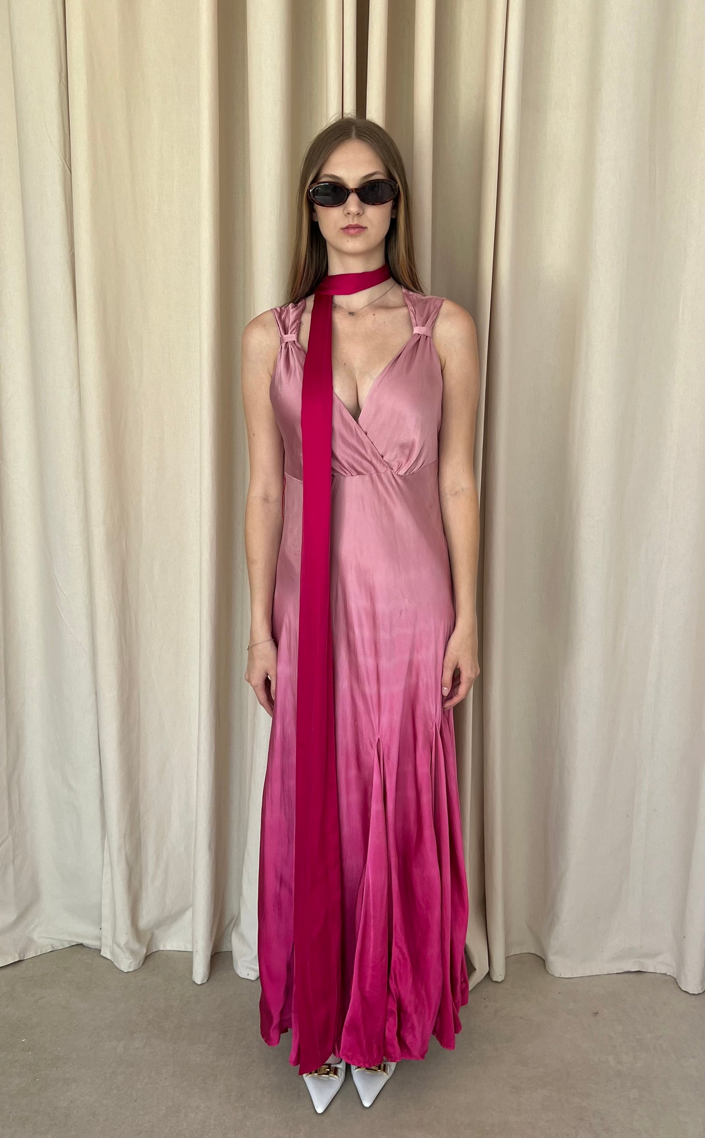 Silk dress with a belt