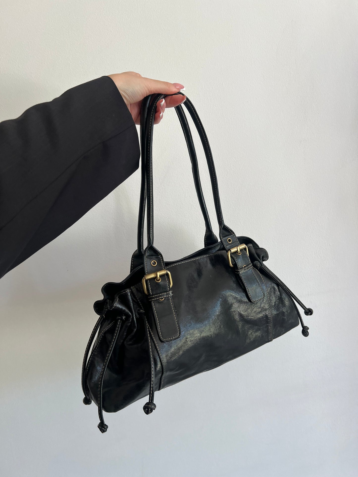 Black genuine leather bag