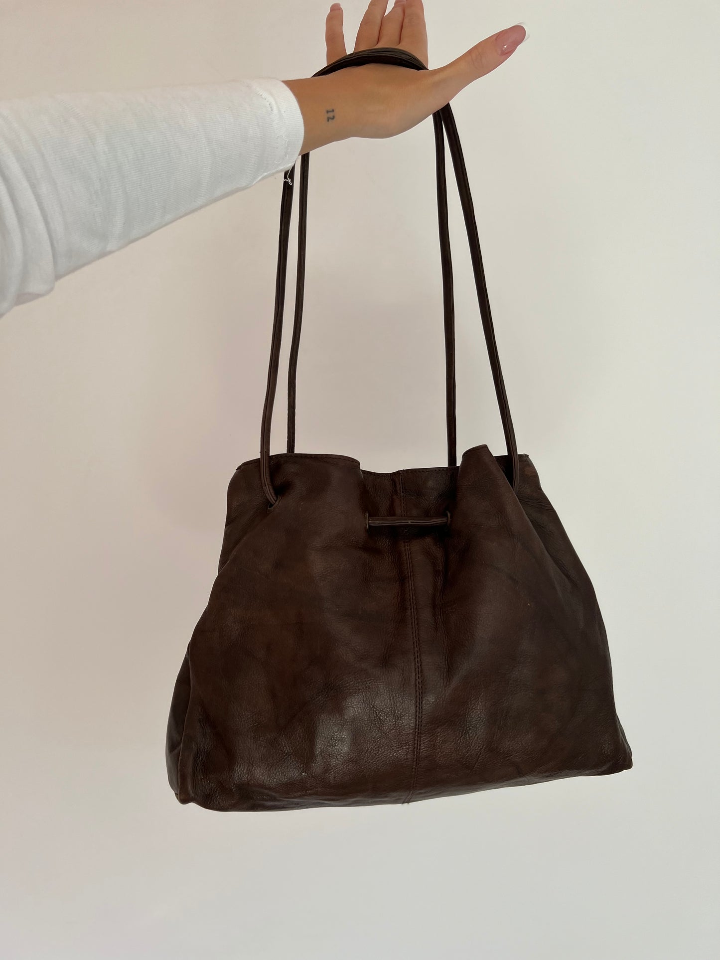 Brown bag made of natural leather