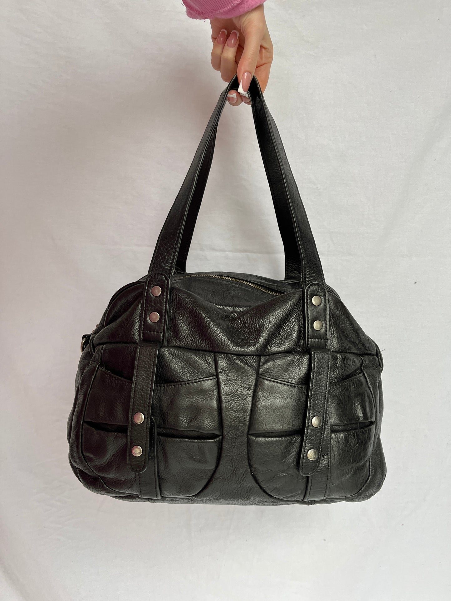 Black genuine leather bag