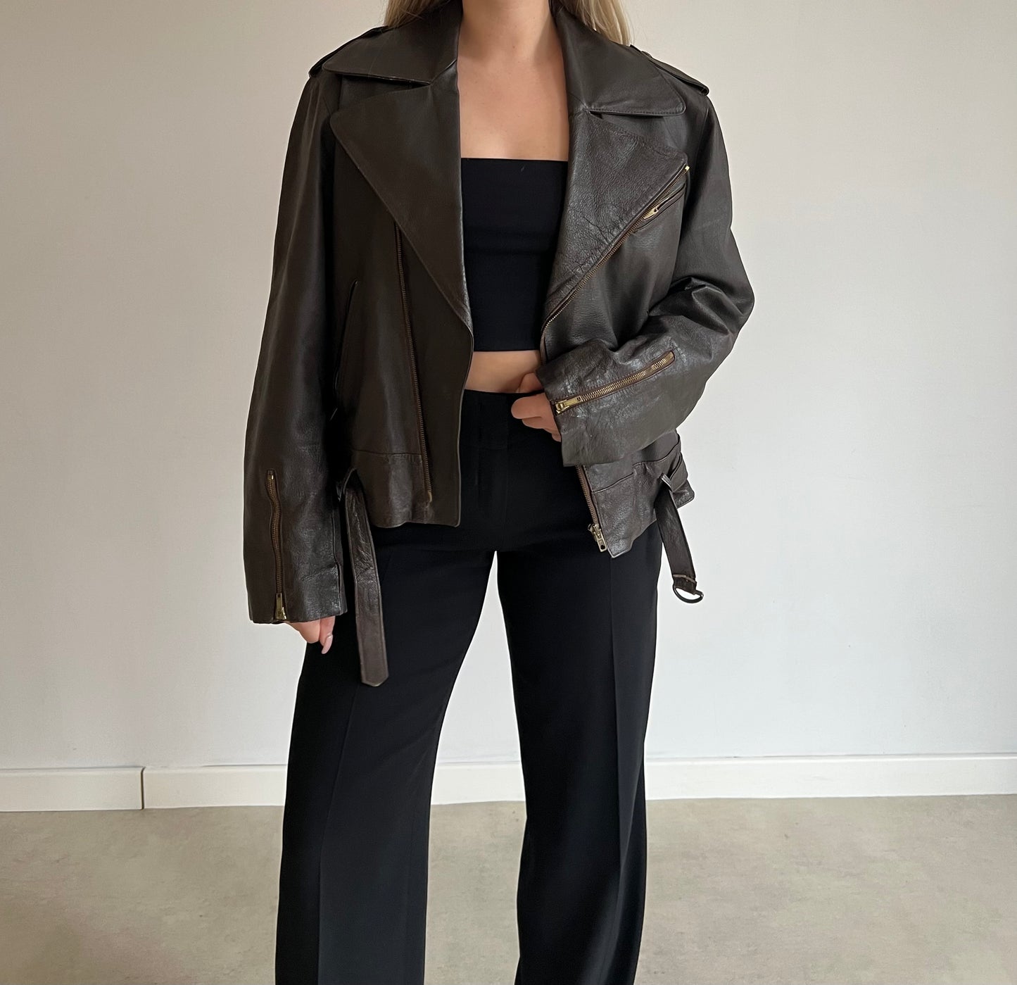 Brown jacket made of genuine leather