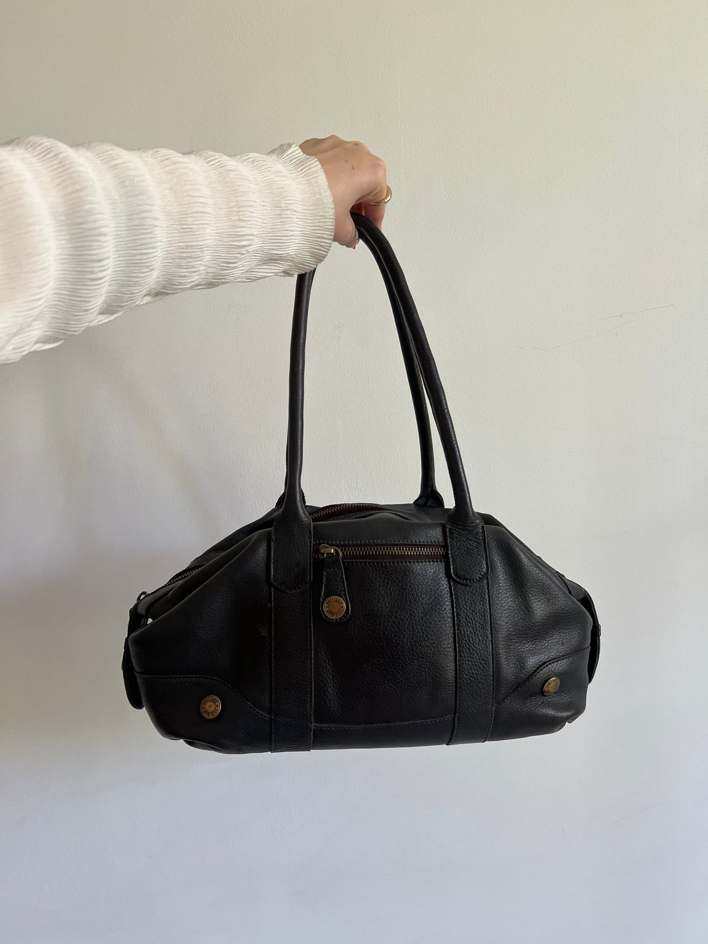 Brown bag made of genuine leather