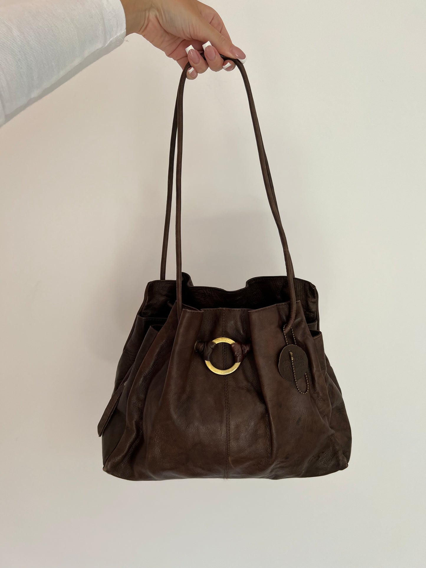 Brown bag made of natural leather