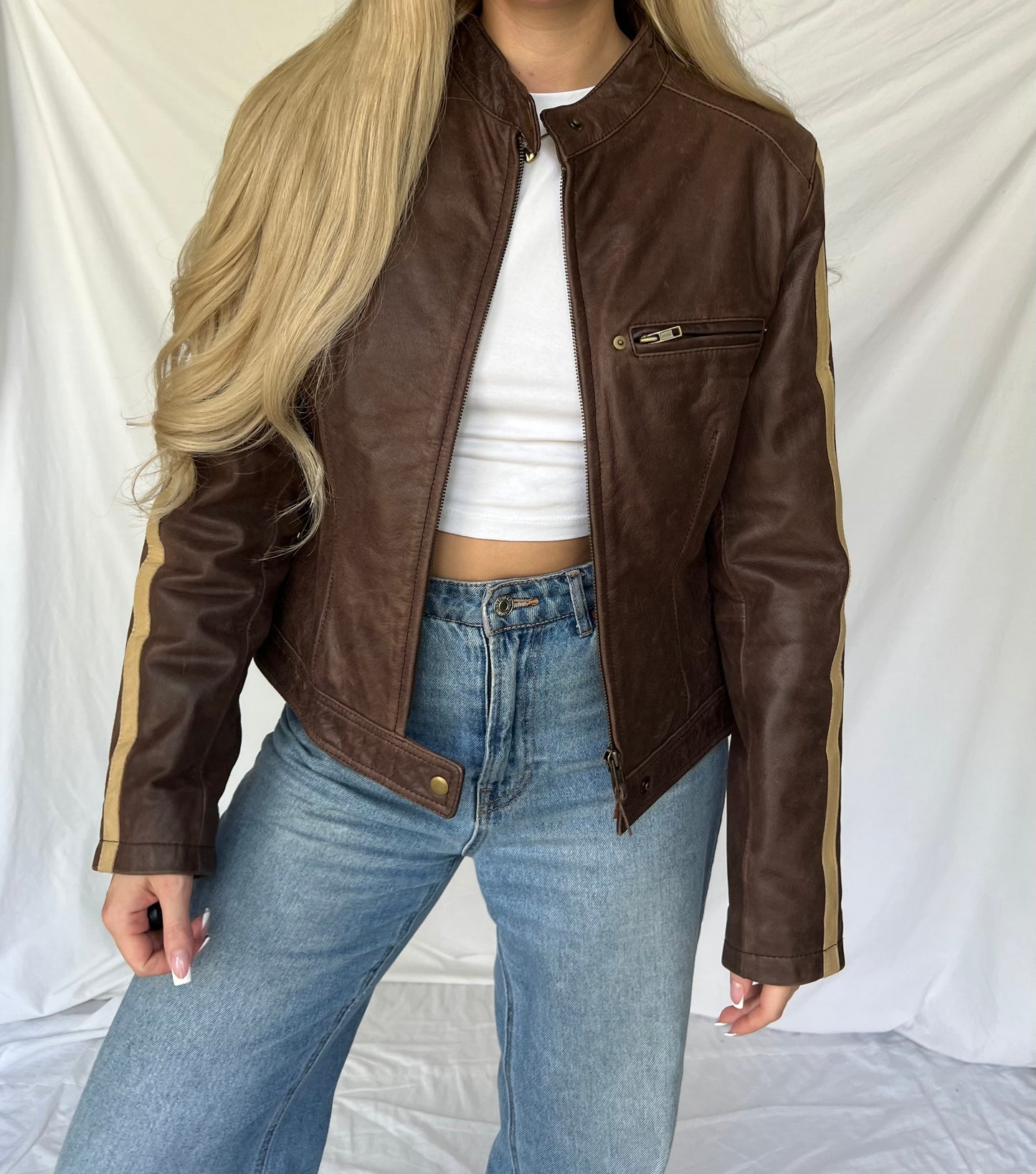 Brown genuine leather jacket